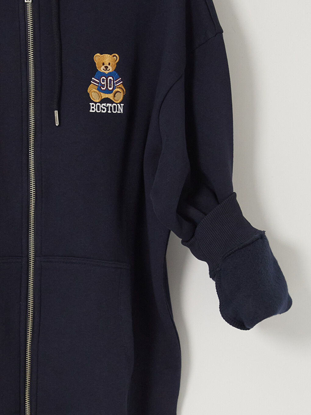 Woman Navy Zip-up Sweatshirt-2