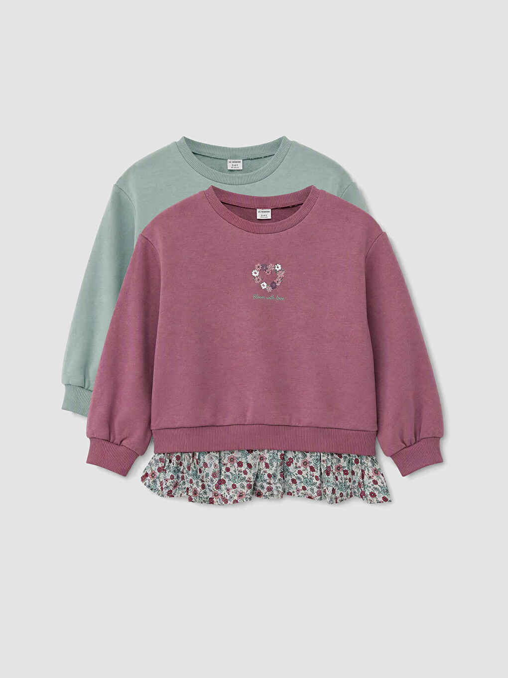  Bedrucktes Rüschen-Sweatshirt für Mädchen 2er-Pack