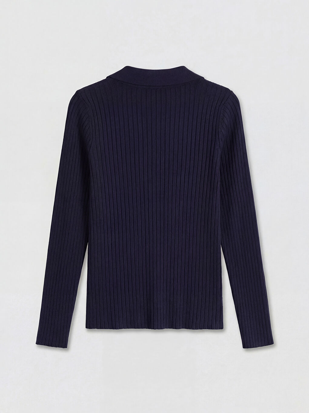 Lacivert Polo Yaka Kadın Triko Hırka-5