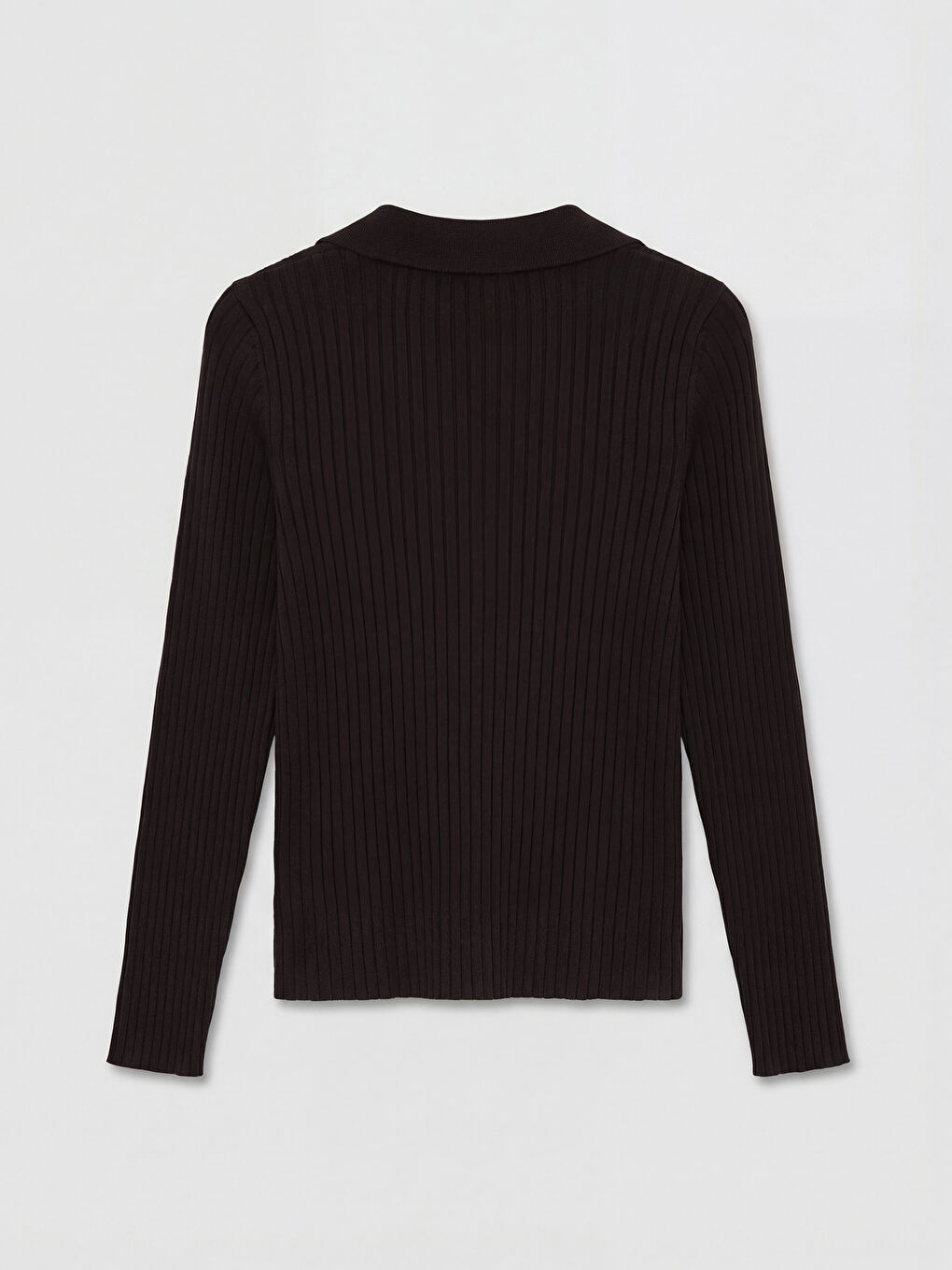 Kahverengi Polo Yaka Kadın Triko Hırka-5