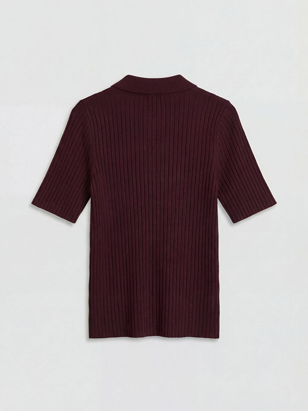 Mürdüm Polo Yaka Kadın Triko Hırka-1