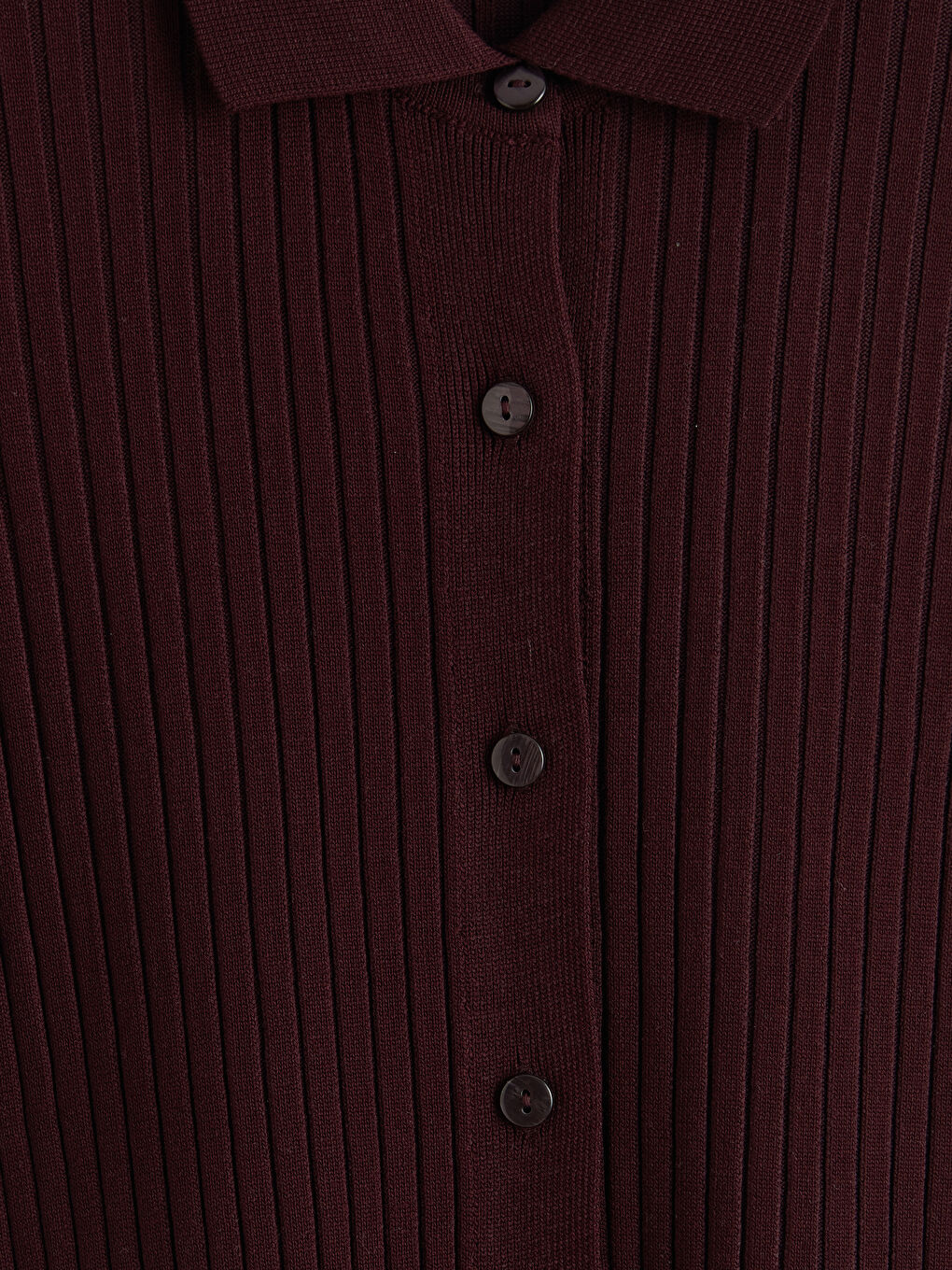 Mürdüm Polo Yaka Kadın Triko Hırka-2