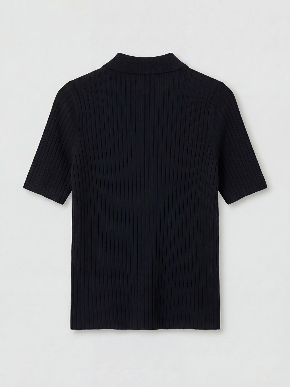 Siyah Polo Yaka Kadın Triko Hırka-5