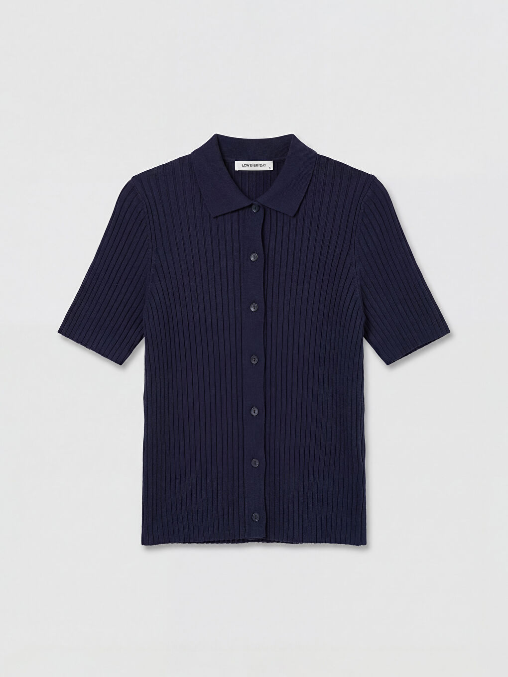 Lacivert Polo Yaka Kadın Triko Hırka