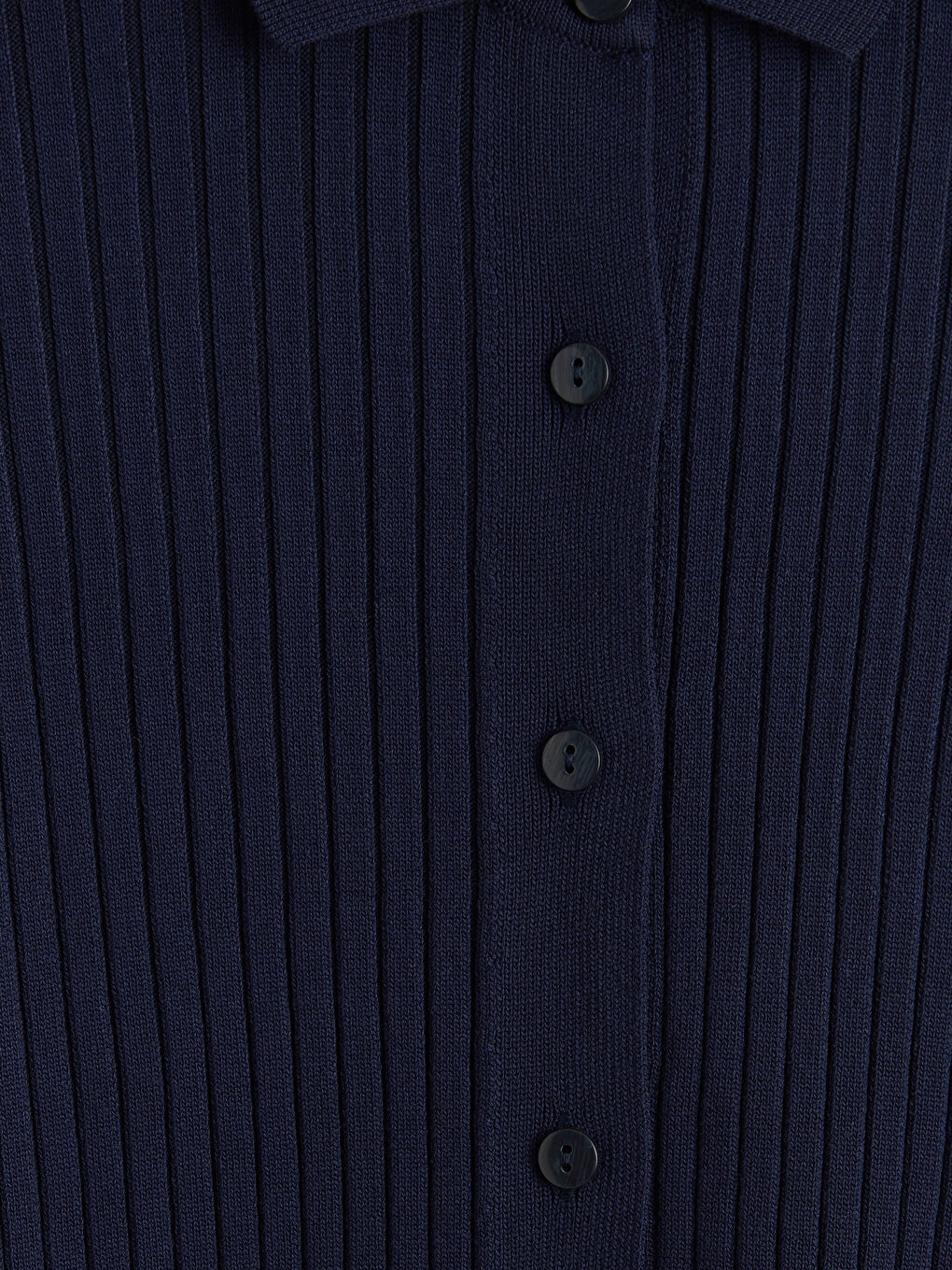 Lacivert Polo Yaka Kadın Triko Hırka-2