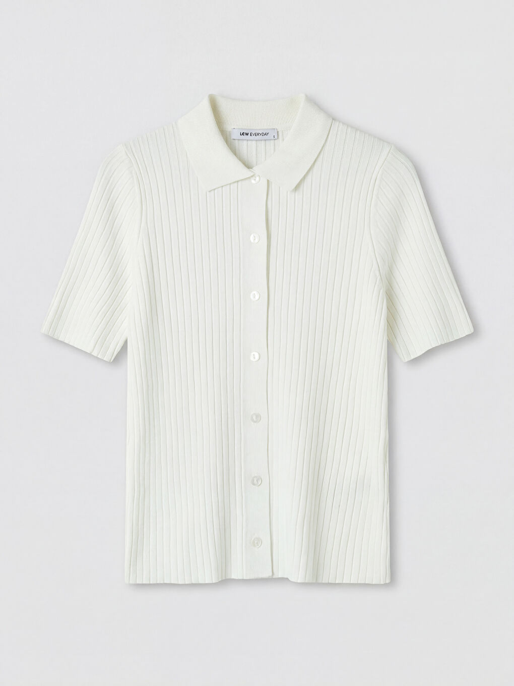 Ekru Polo Yaka Kadın Triko Hırka-4