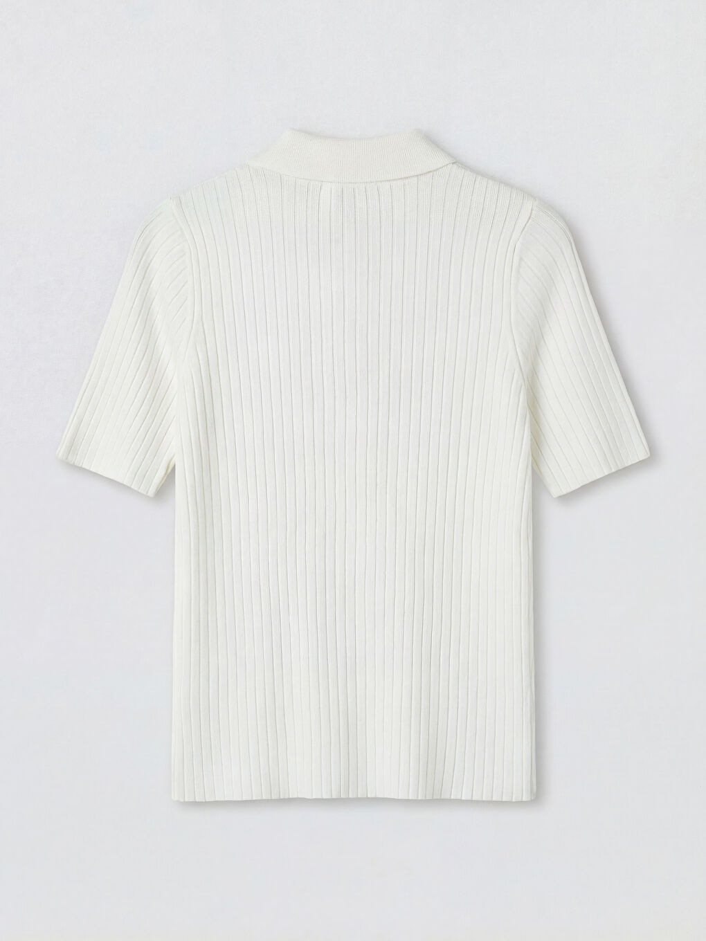 Ekru Polo Yaka Kadın Triko Hırka-5