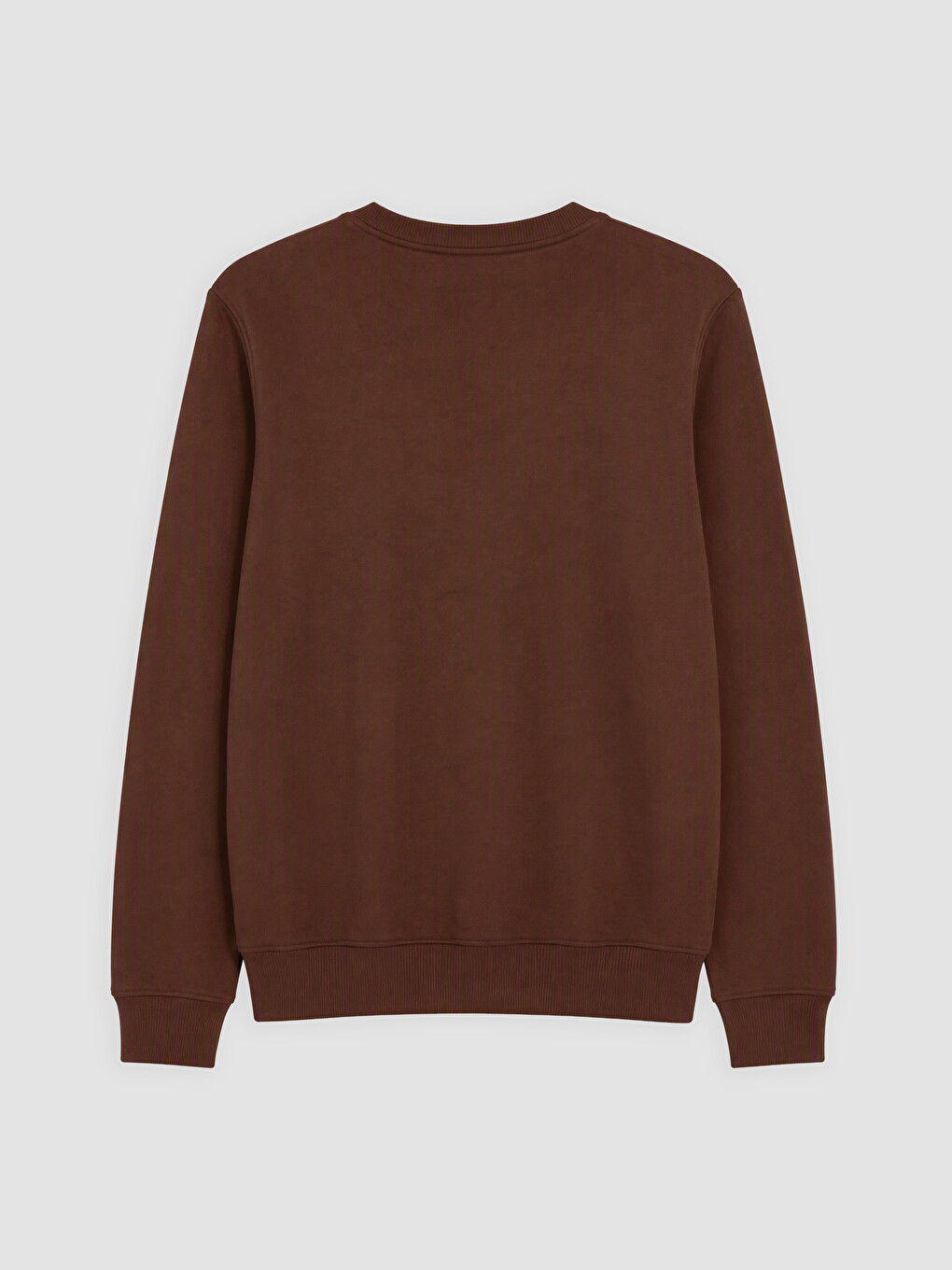 Kahverengi Bisiklet Yaka Erkek Kalın Sweatshirt-1