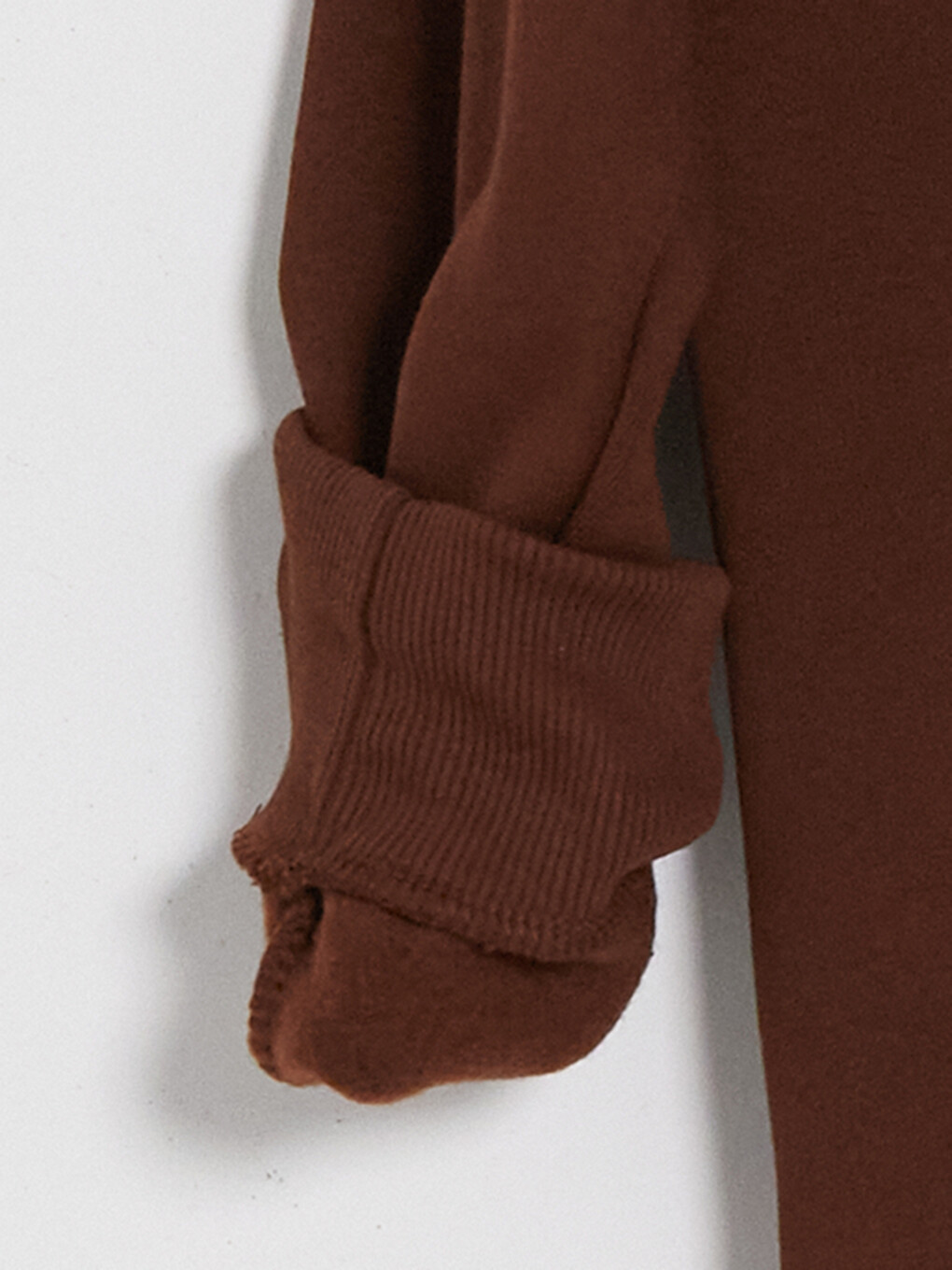 Kahverengi Bisiklet Yaka Erkek Kalın Sweatshirt-2