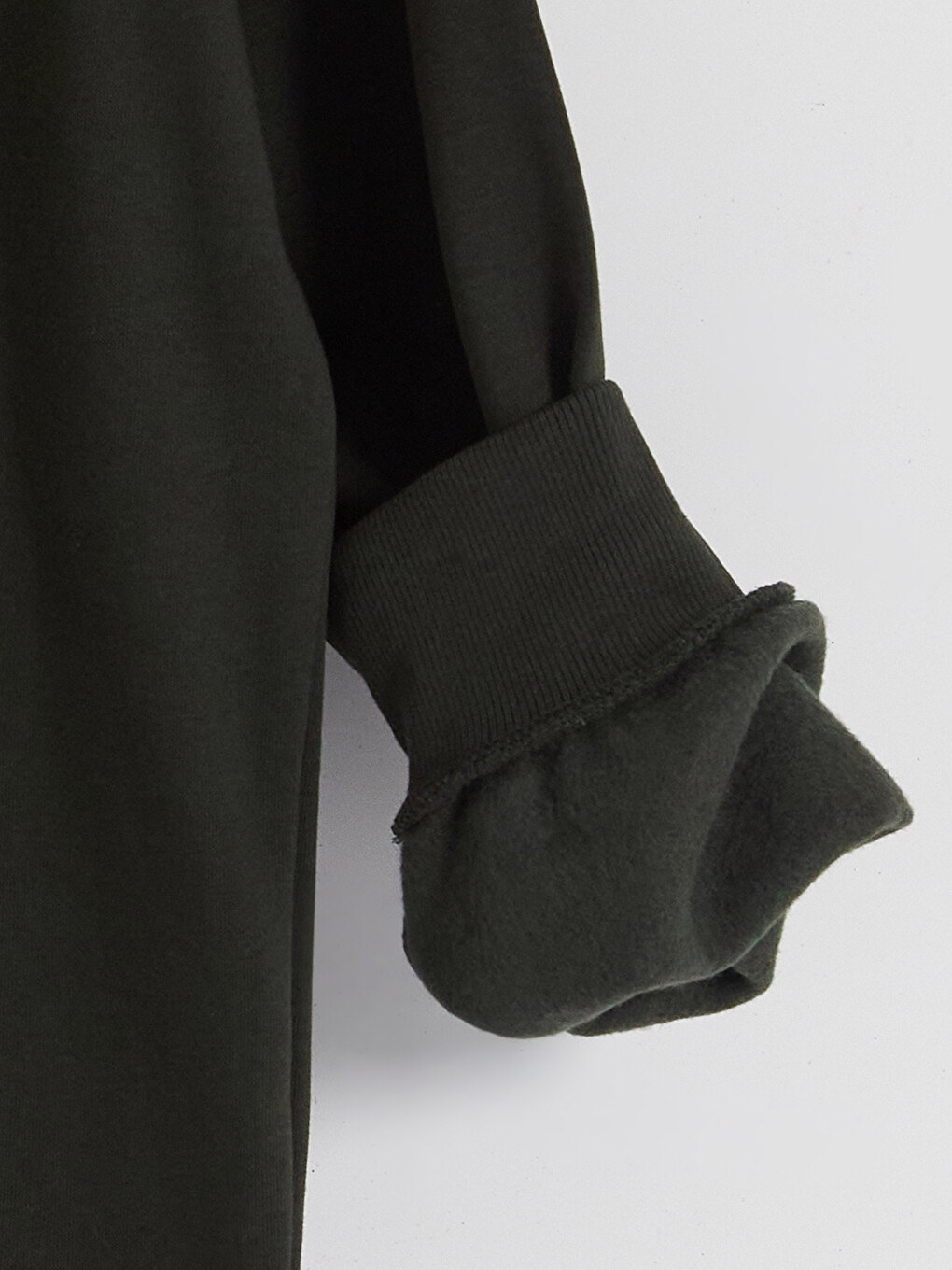 Yeşil Bisiklet Yaka Erkek Kalın Sweatshirt-3