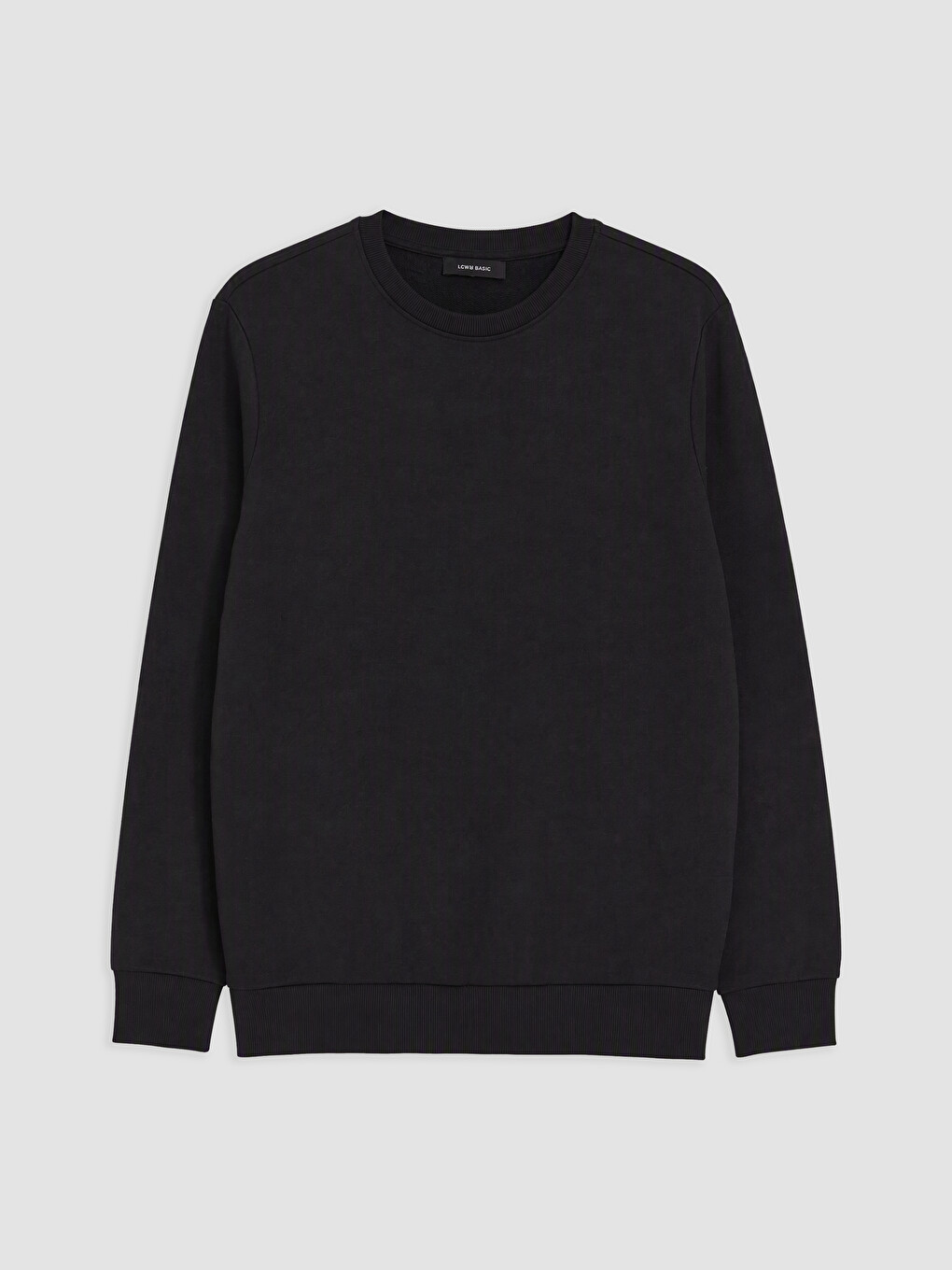 Siyah Bisiklet Yaka Erkek Kalın Sweatshirt