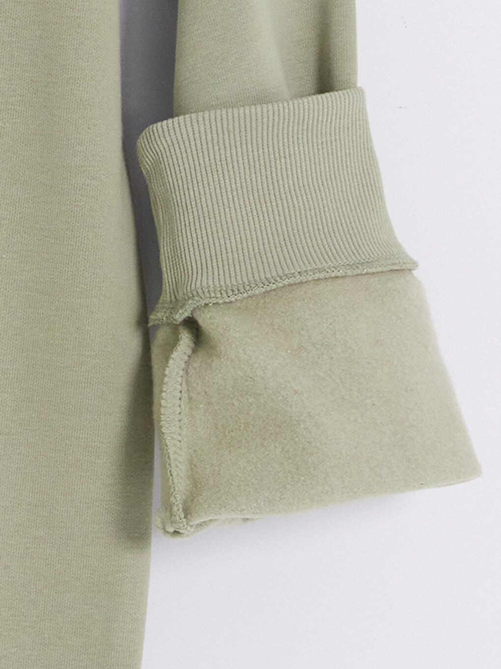 Yeşil Bisiklet Yaka Erkek Kalın Sweatshirt-4