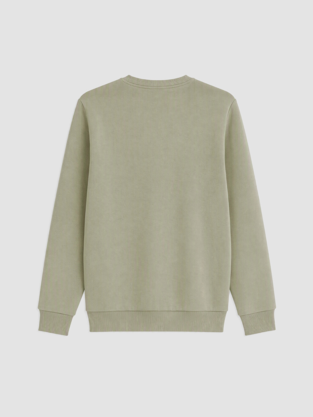 Yeşil Bisiklet Yaka Erkek Kalın Sweatshirt-6