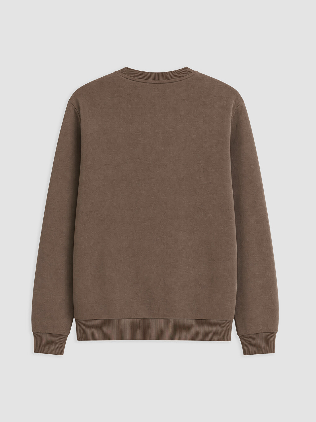 Kahverengi Bisiklet Yaka Erkek Kalın Sweatshirt-5