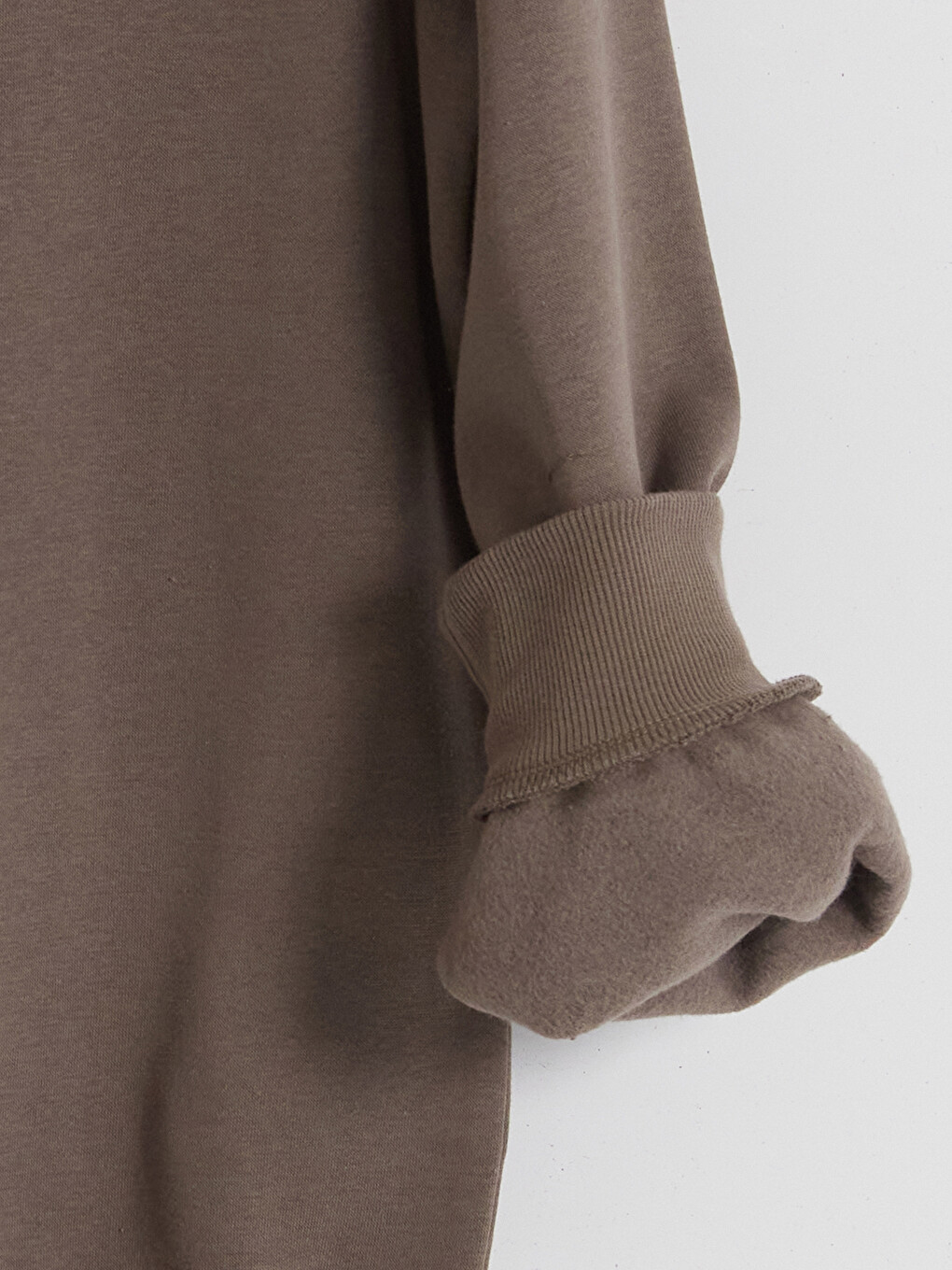 Kahverengi Bisiklet Yaka Erkek Kalın Sweatshirt-7