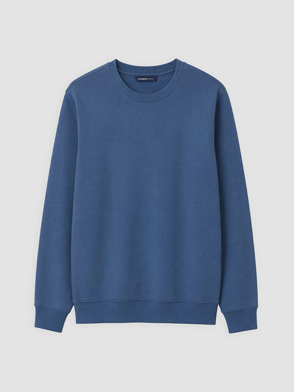 Lacivert Bisiklet Yaka Erkek Kalın Sweatshirt