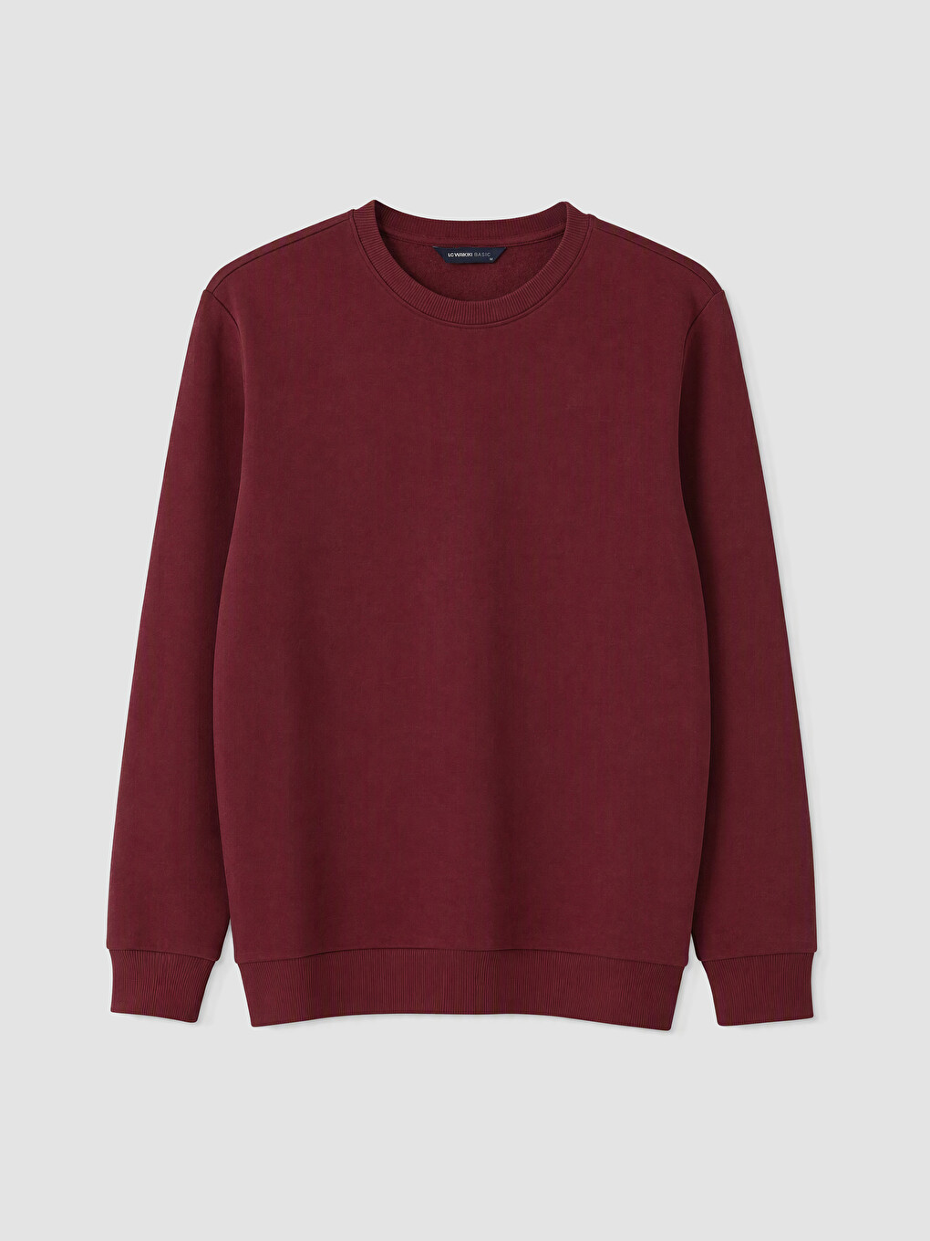 Bordo Bisiklet Yaka Erkek Kalın Sweatshirt-3