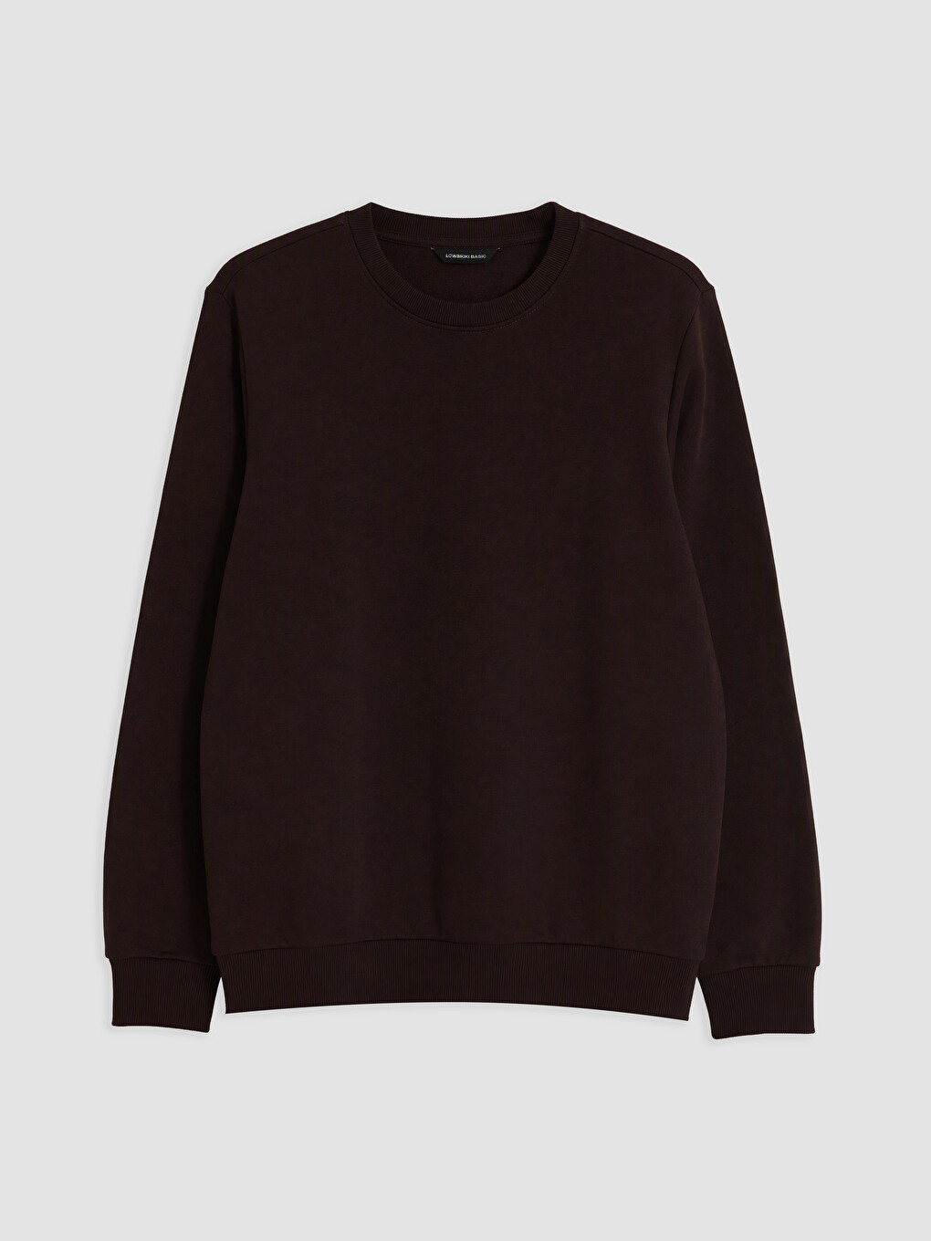 Kahverengi Bisiklet Yaka Erkek Kalın Sweatshirt