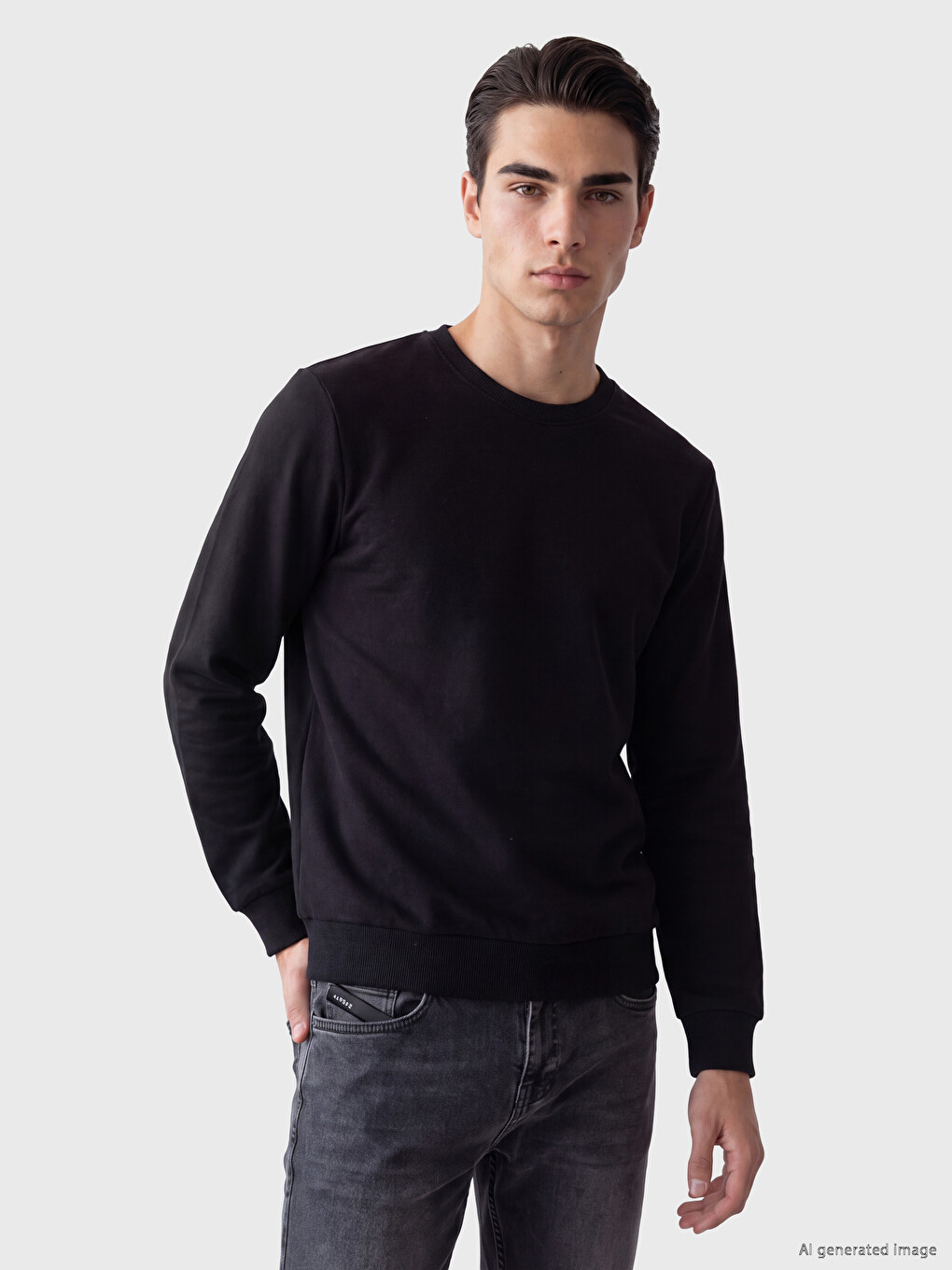 Crew Neck Men's Thick Sweatshirt-1