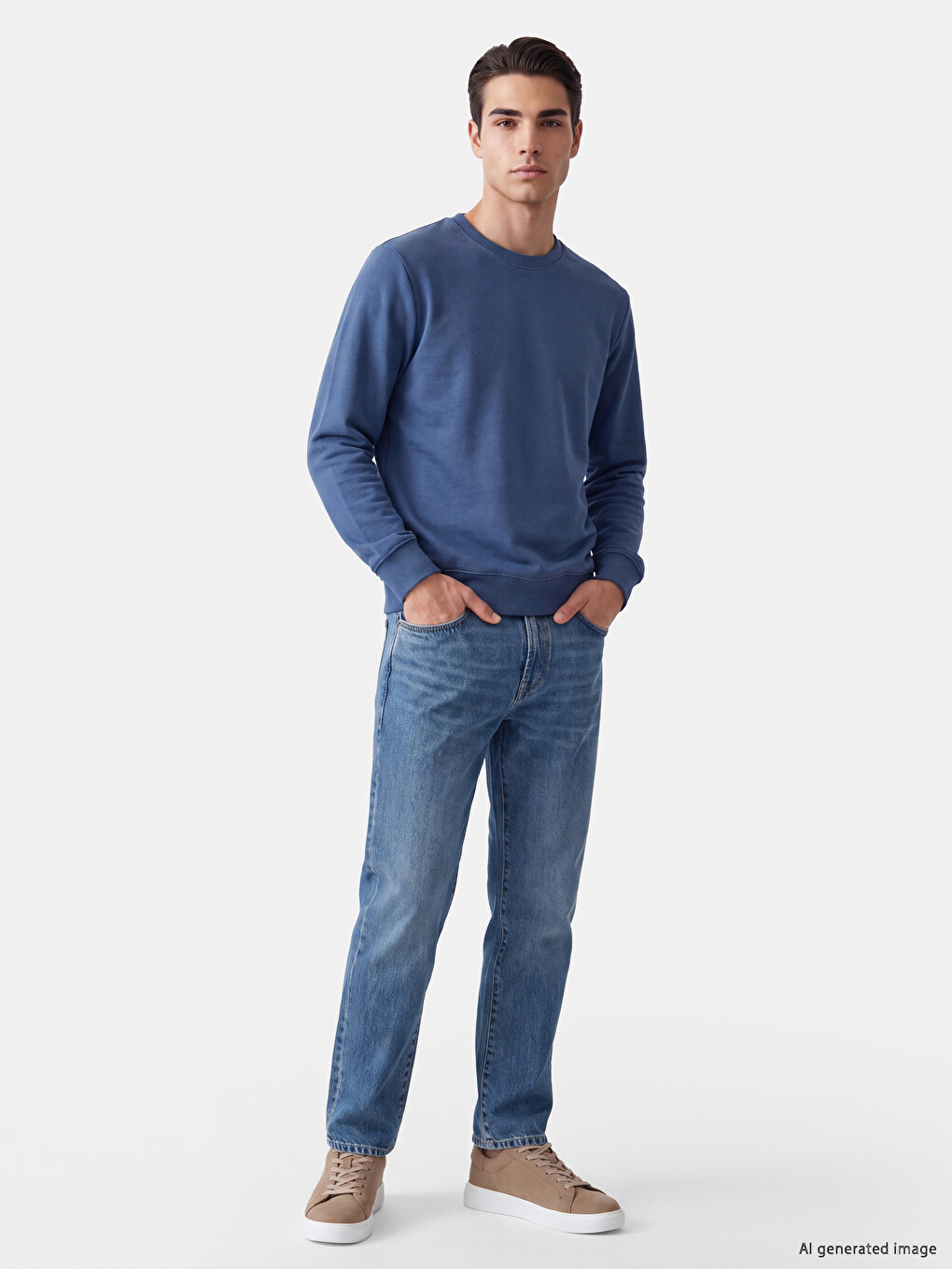 Crew Neck Men's Thick Sweatshirt-1