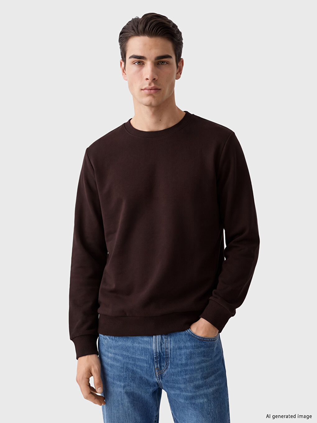 Crew Neck Men's Thick Sweatshirt