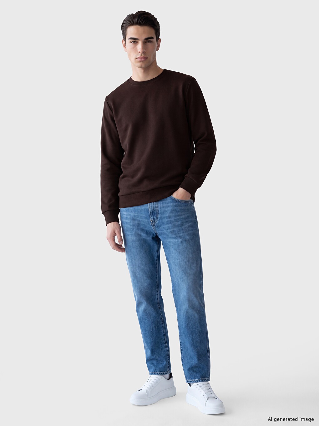 Crew Neck Men's Thick Sweatshirt-1