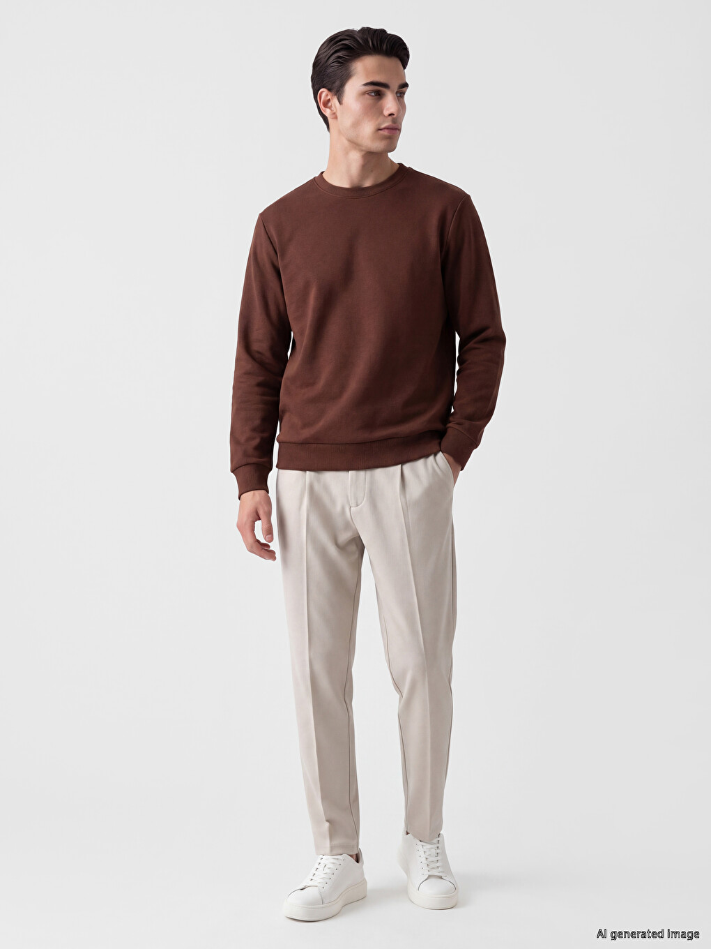 Crew Neck Men's Thick Sweatshirt-1