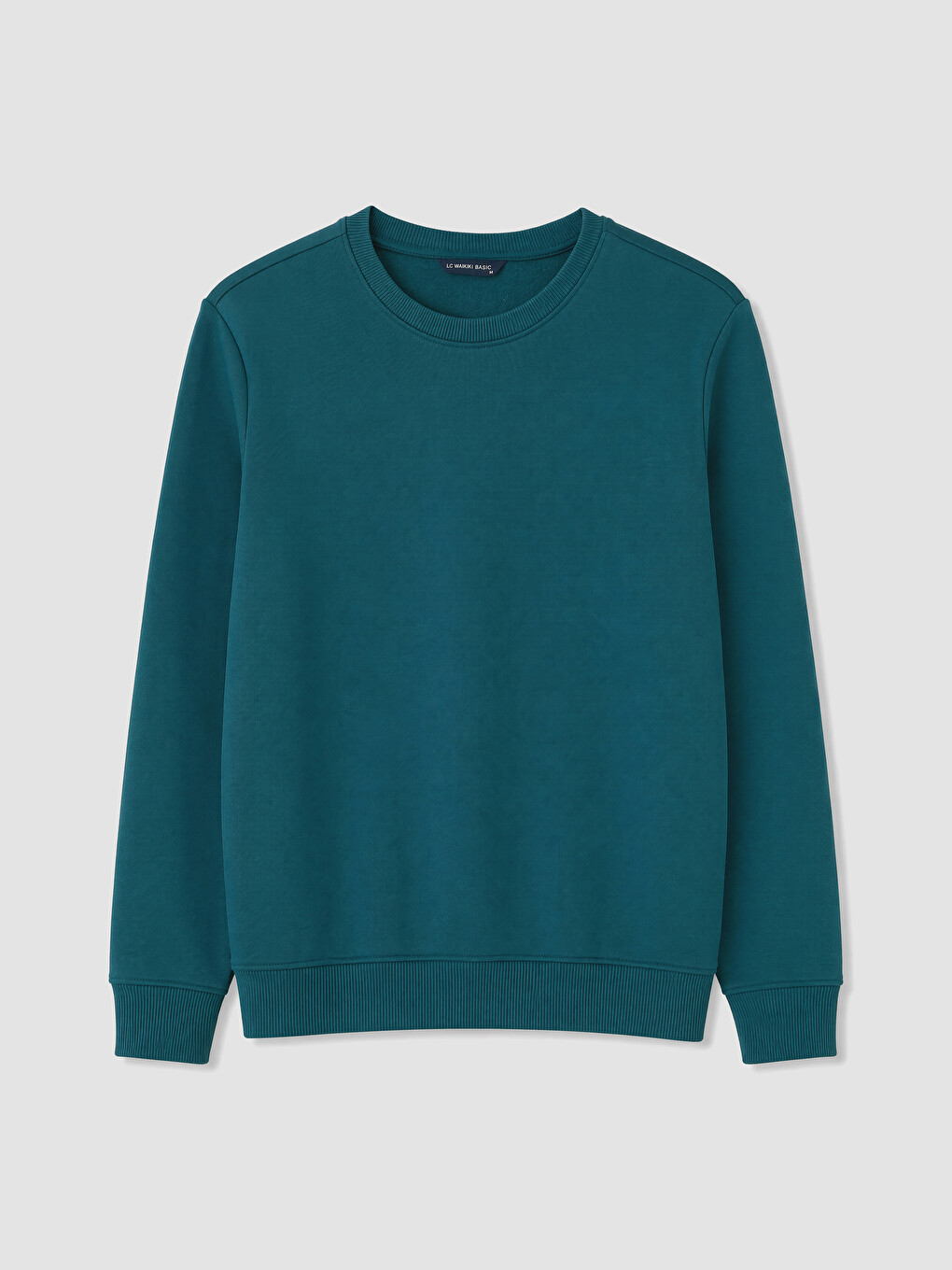 Petrol Bisiklet Yaka Erkek Kalın Sweatshirt-4
