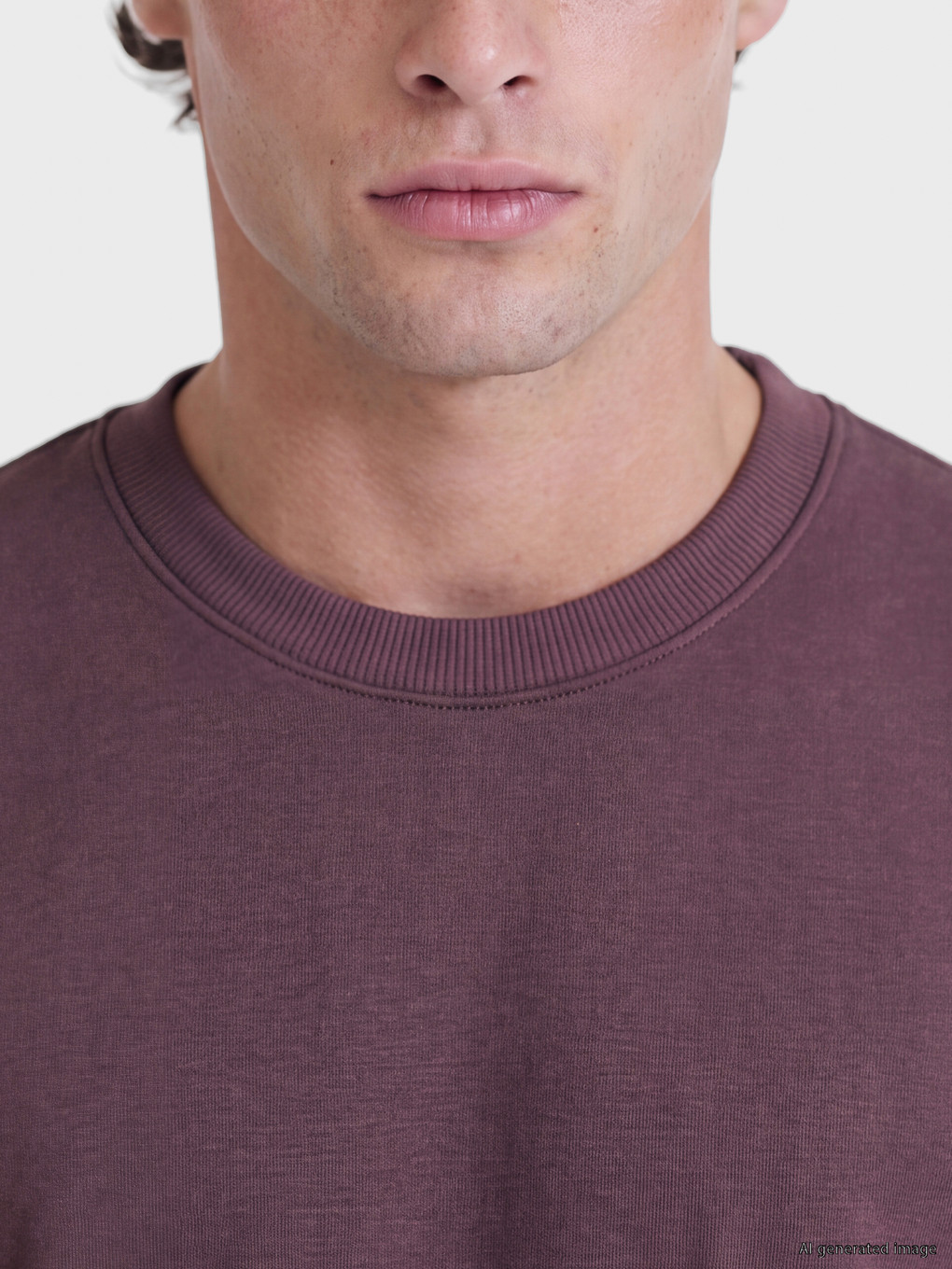 Mürdüm Bisiklet Yaka Erkek Kalın Sweatshirt-3