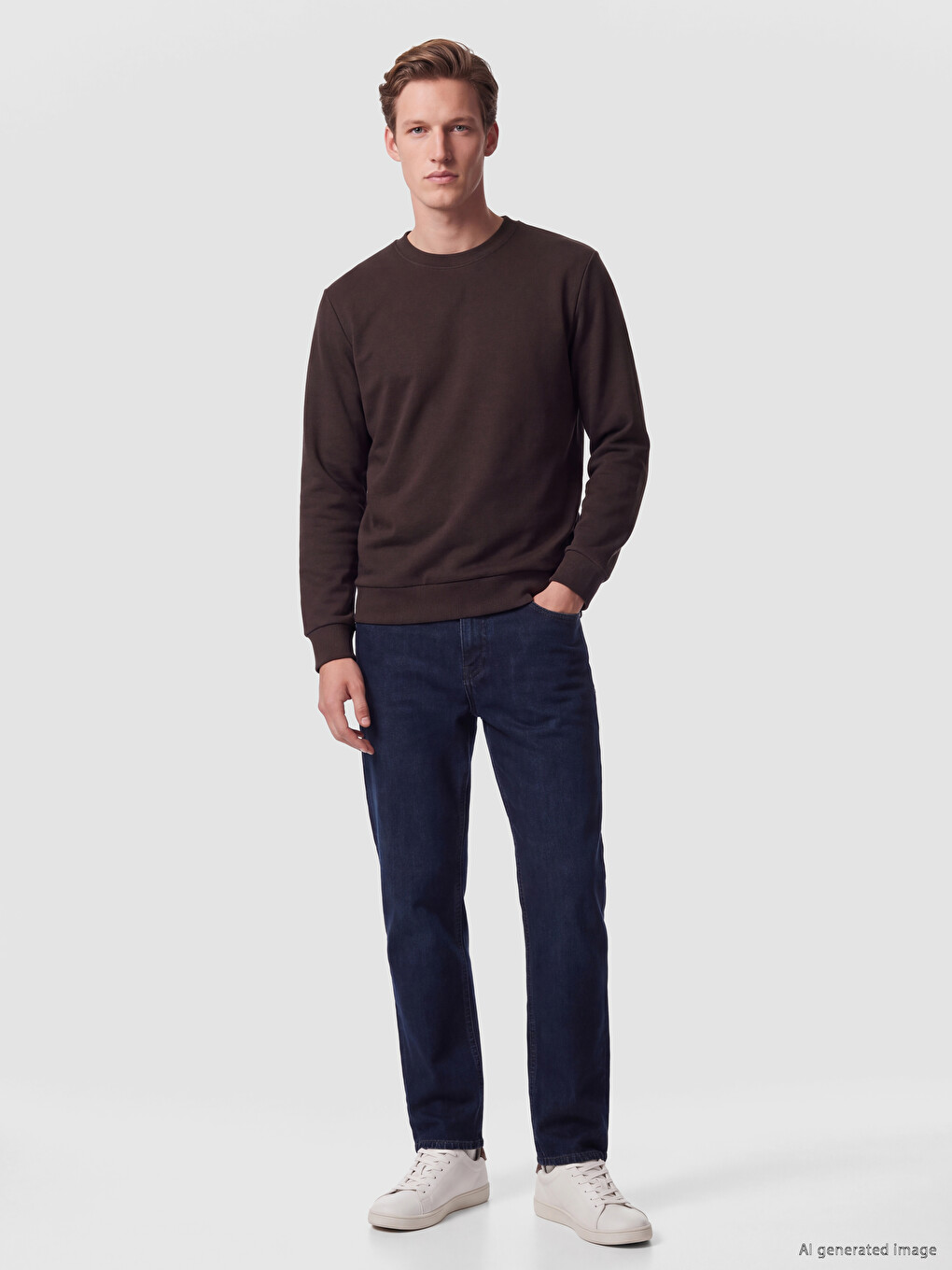 Crew Neck Men's Thick Sweatshirt-1