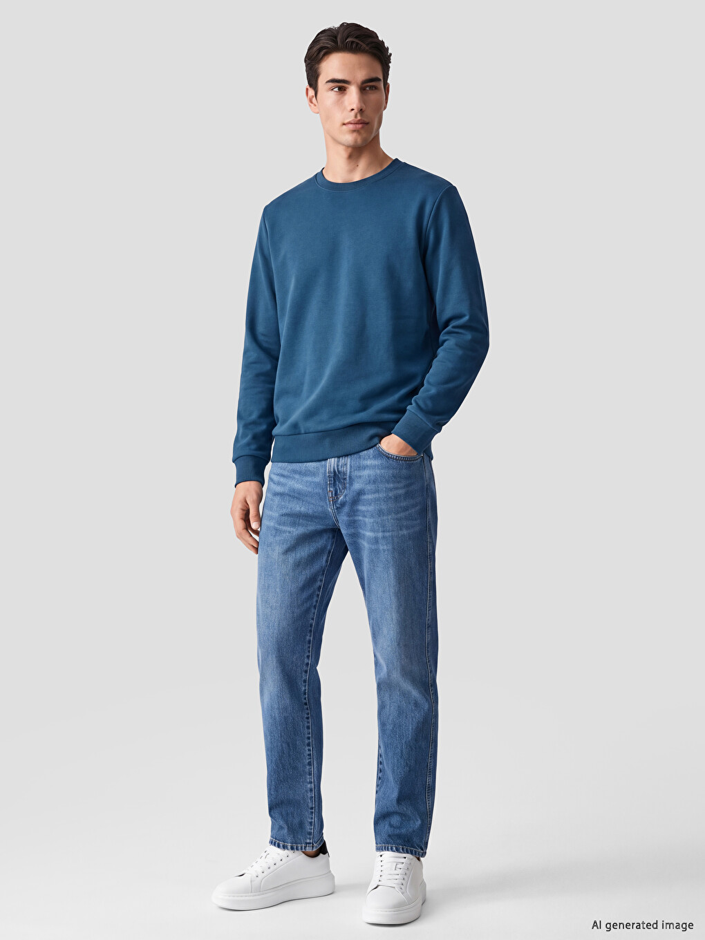 Crew Neck Men's Thick Sweatshirt-1
