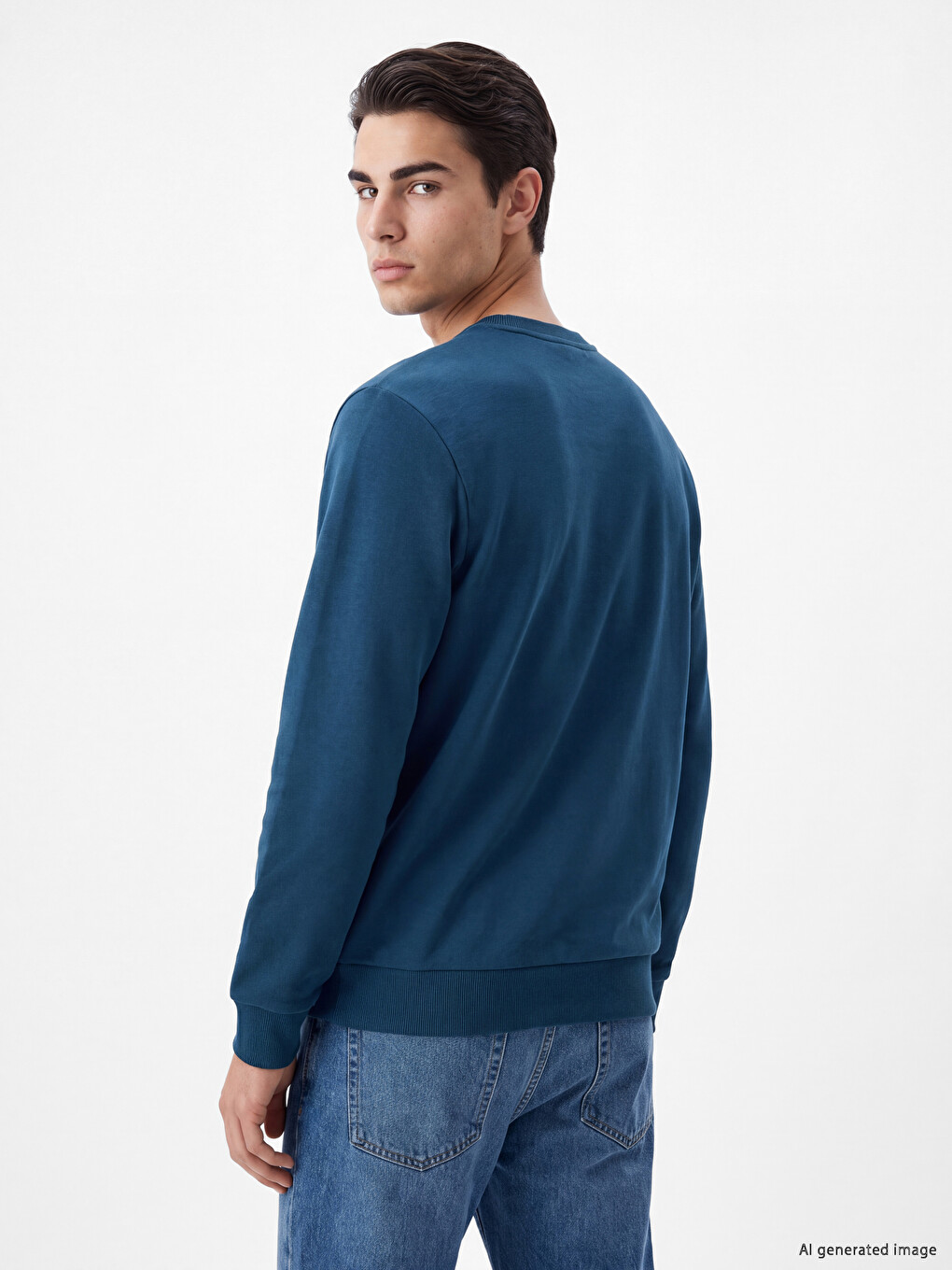 Crew Neck Men's Thick Sweatshirt-3
