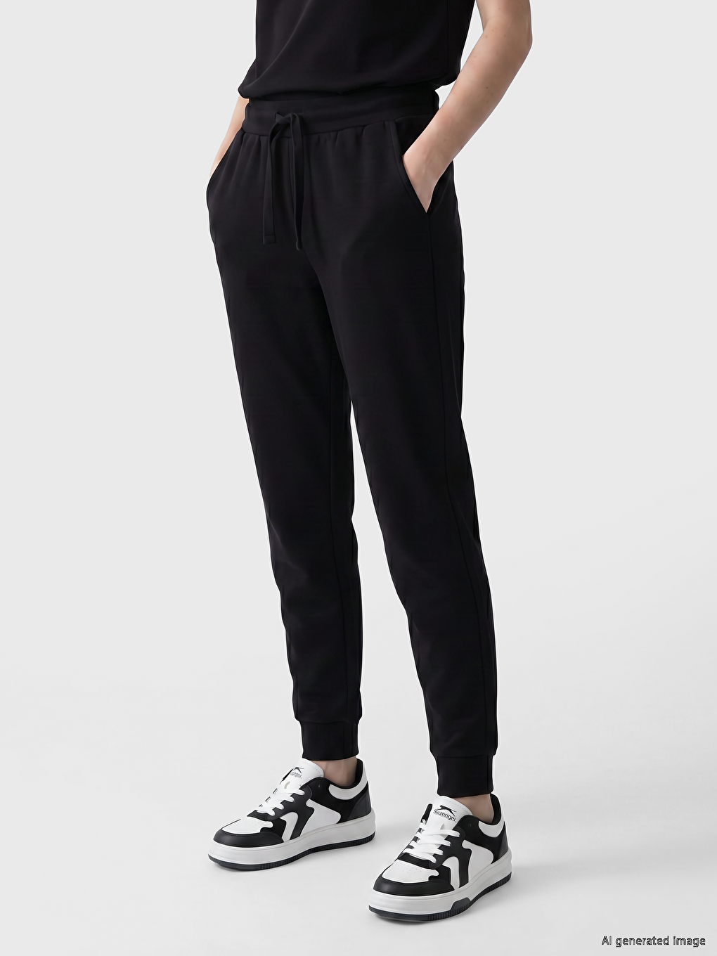 Woman Black Jogger Sweatpants-1