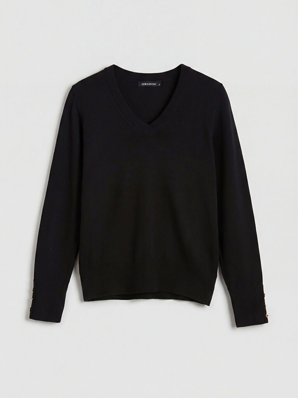 Siyah V Yaka Kadın Triko Kazak