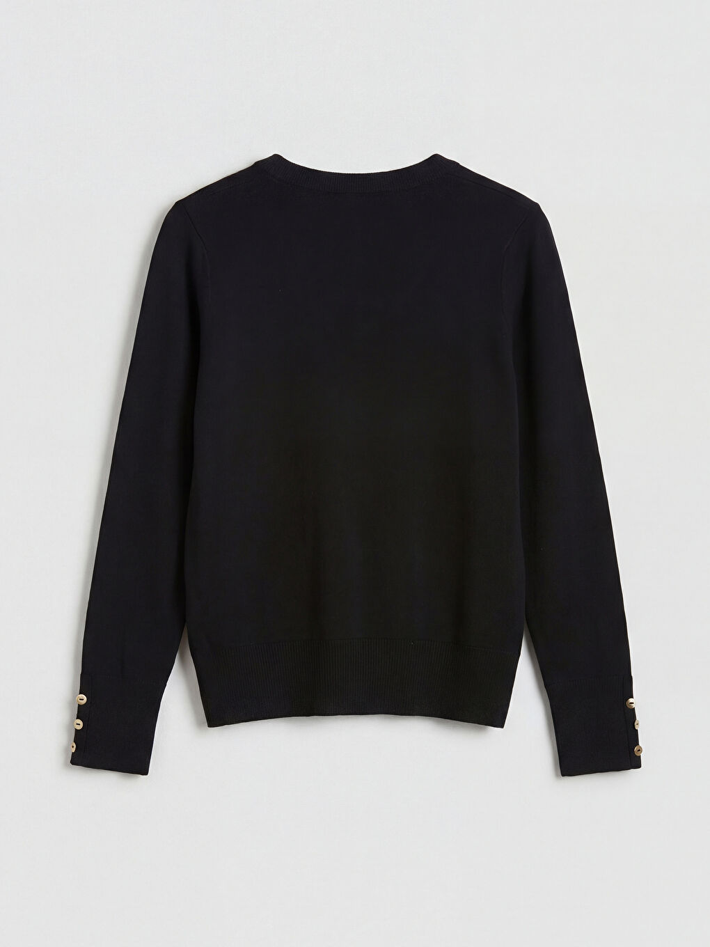 Siyah V Yaka Kadın Triko Kazak-1