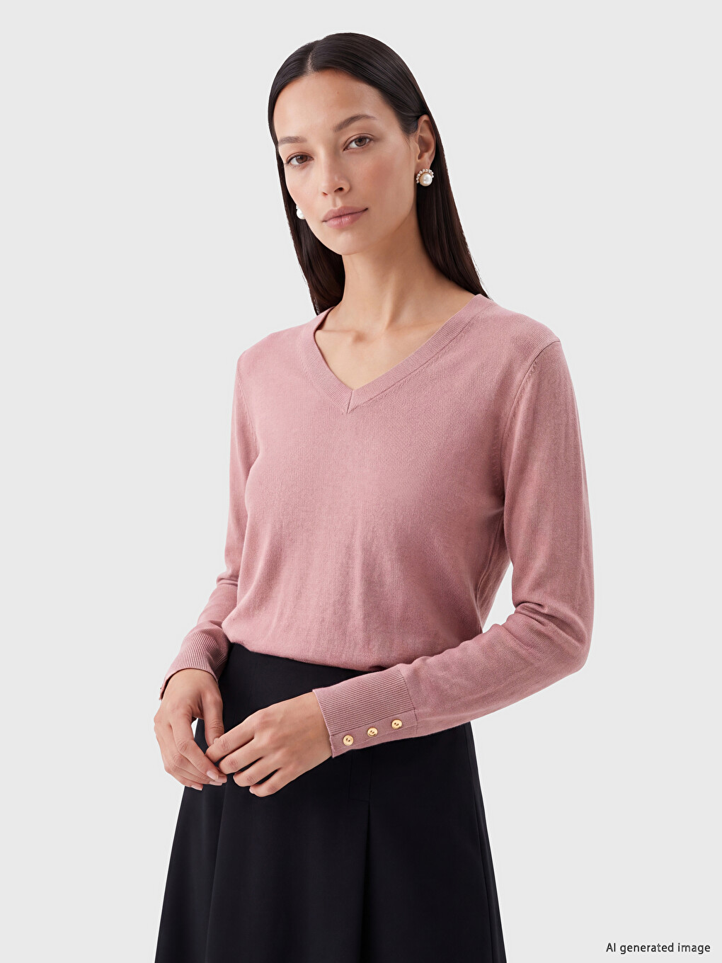 V Neck Women's Knitwear Sweater