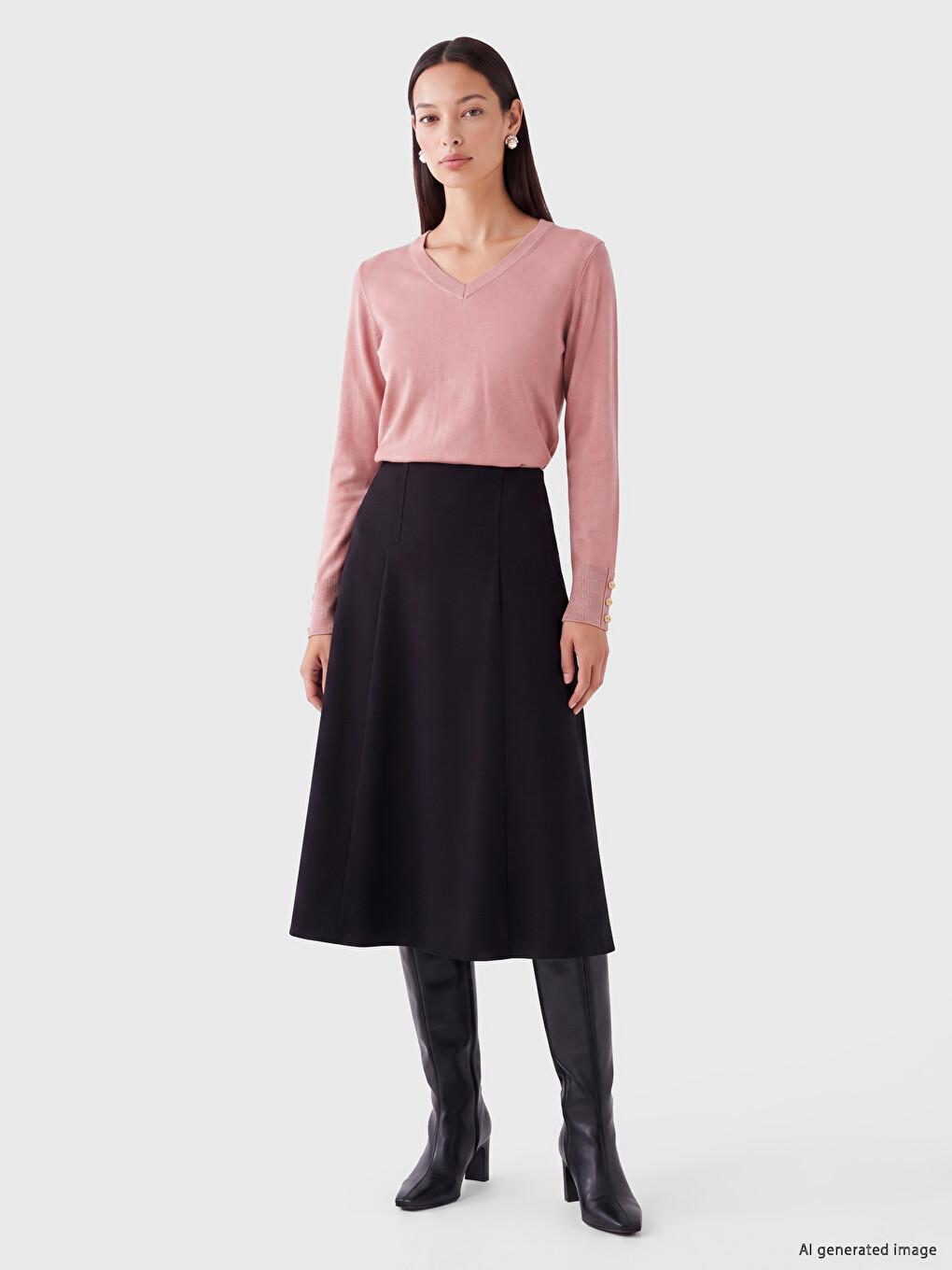 V Neck Women's Knitwear Sweater-1