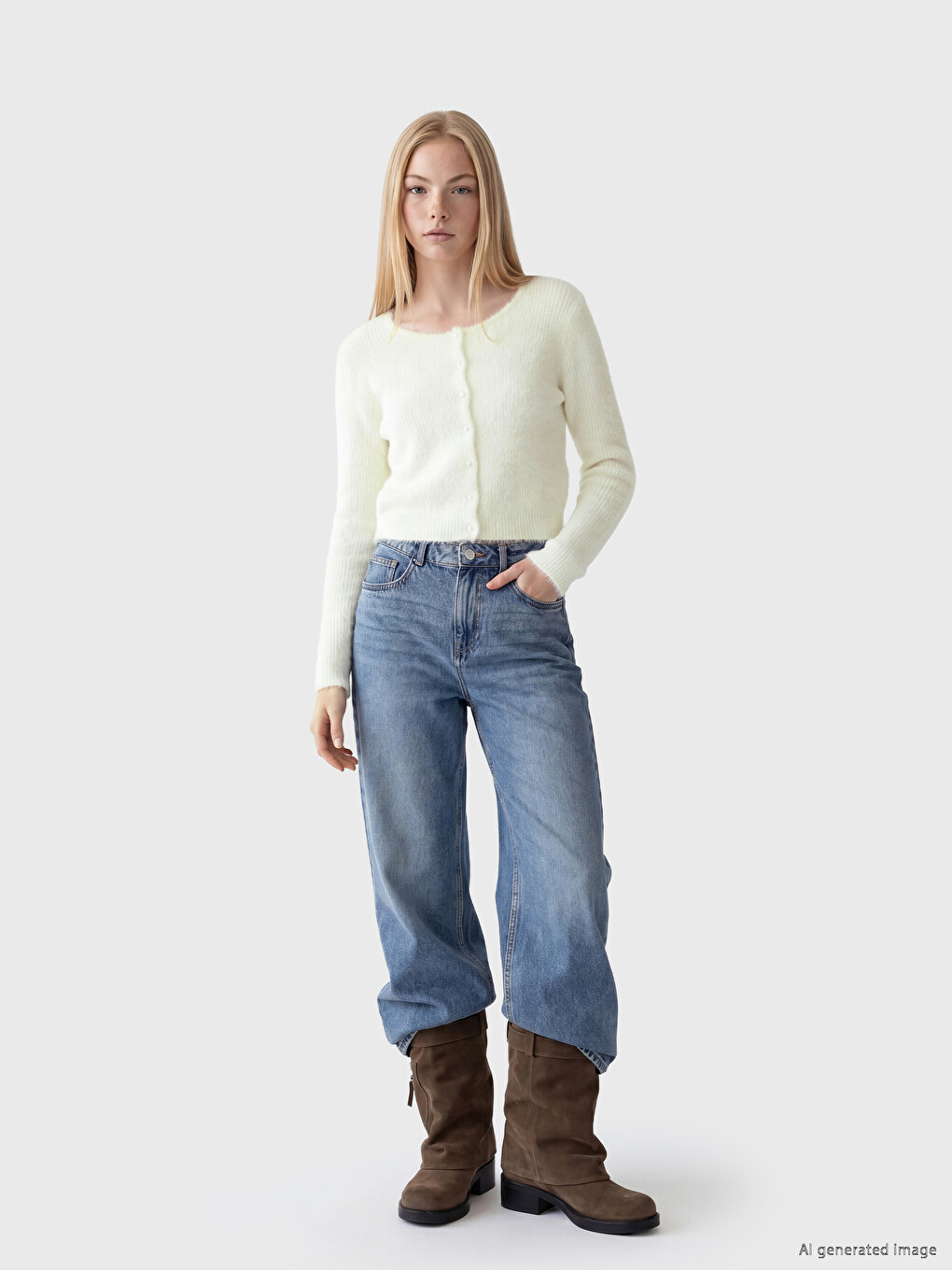 Crew Neck Women's Knitwear Cardigan-1