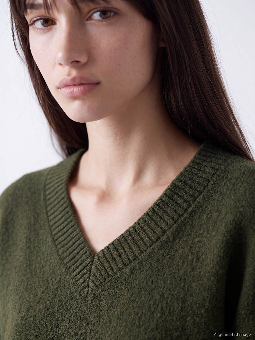 V Neck Women's Knitwear Sweater-2