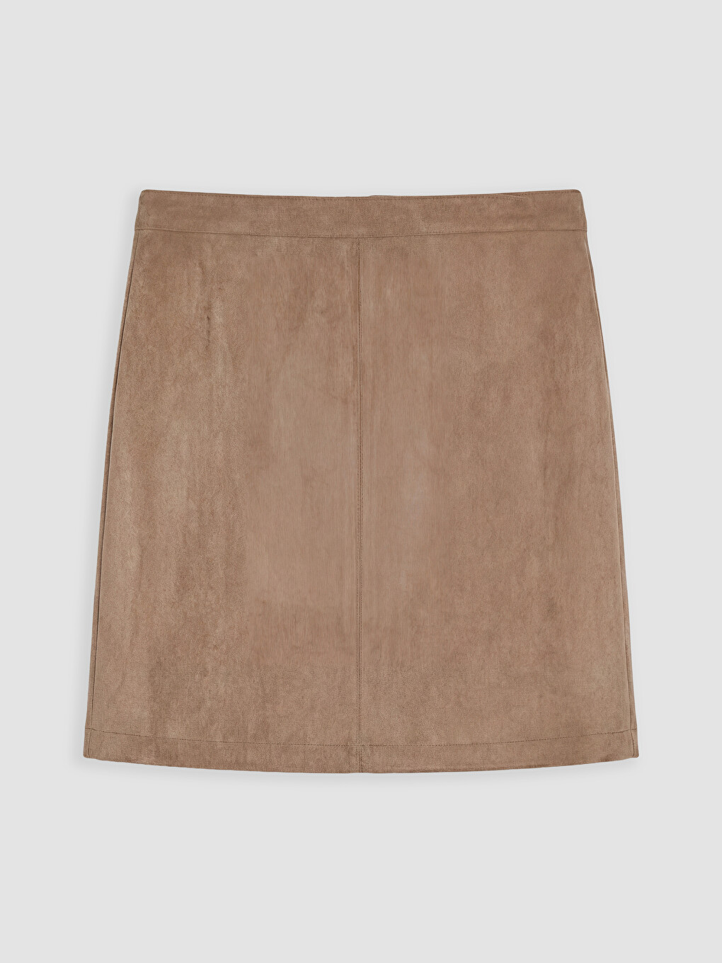 Zippered Waist A-line Suede Mini Skirt-4