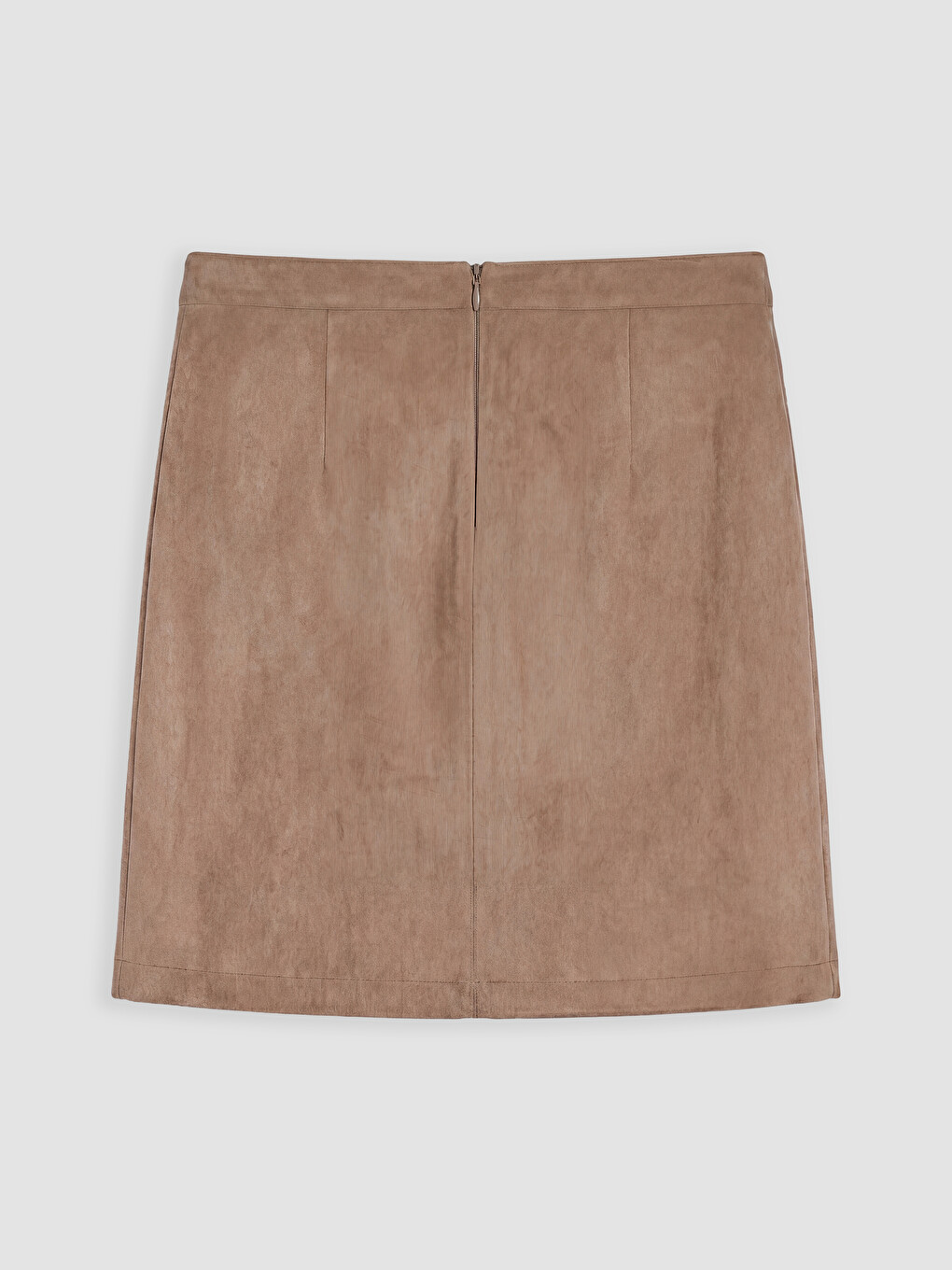 Zippered Waist A-line Suede Mini Skirt-5
