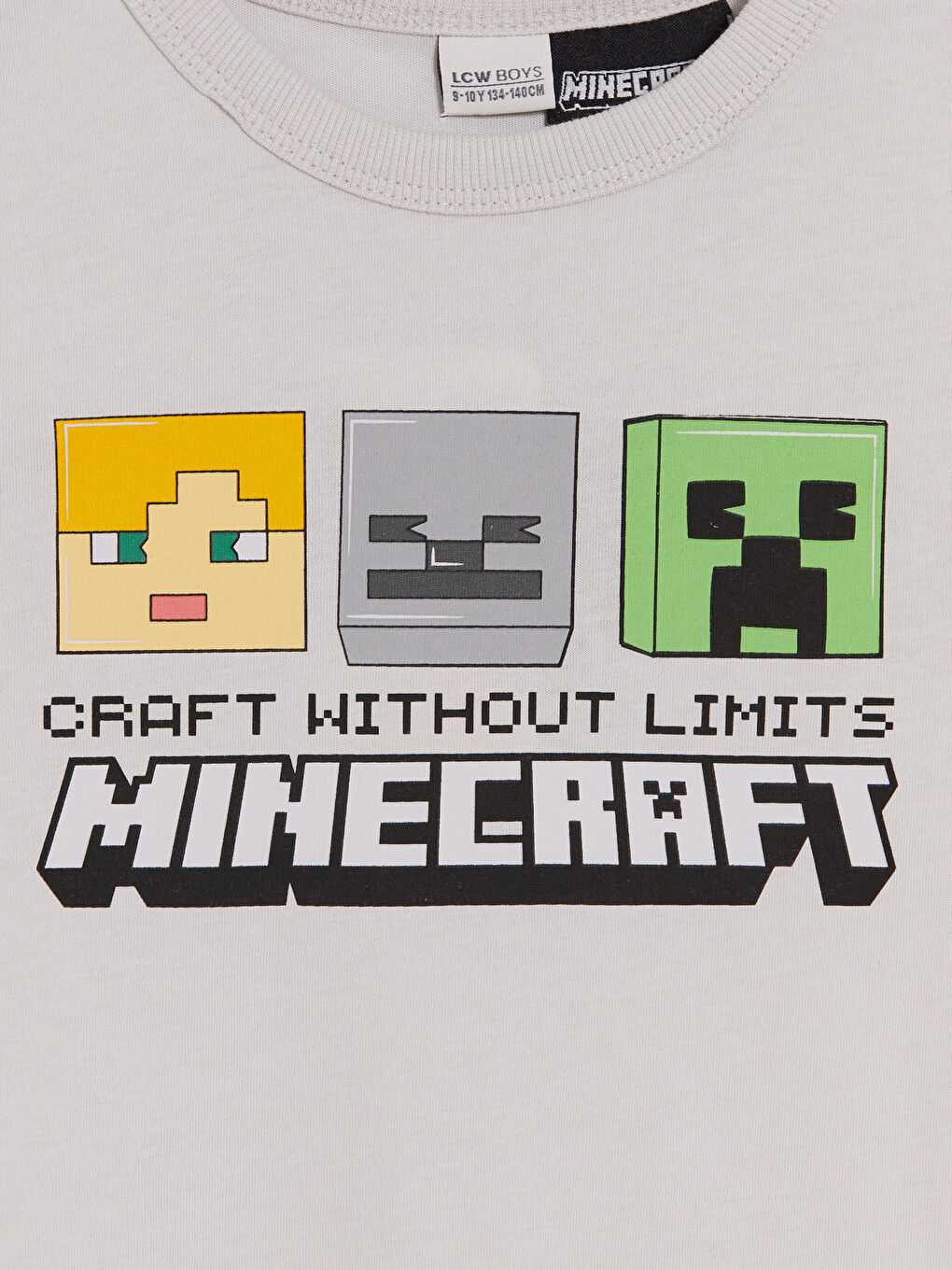 Bej Minecraft Baskılı Erkek Çocuk Tişört-1