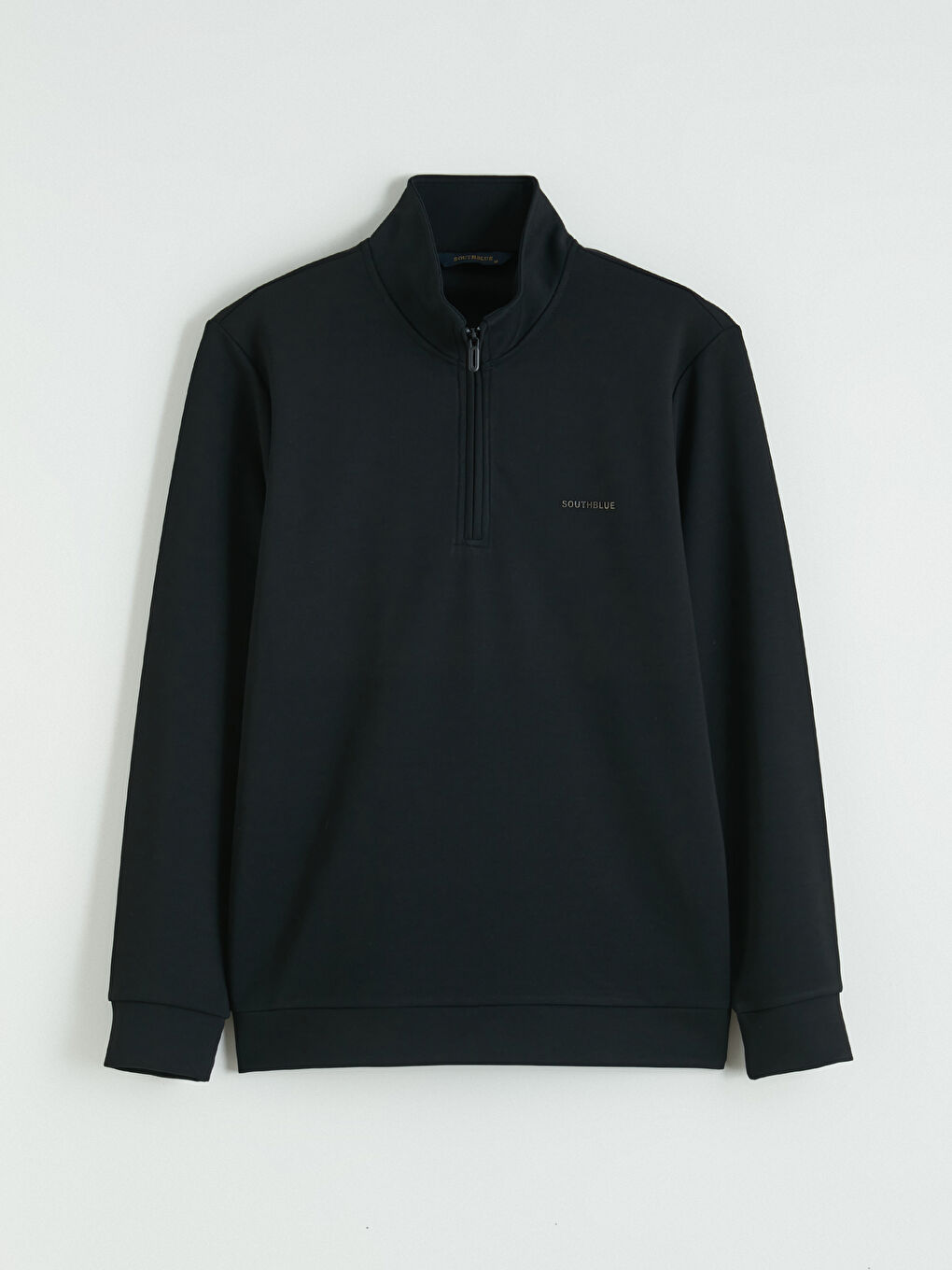 Siyah  Dik Yaka Erkek Sweatshirt-4