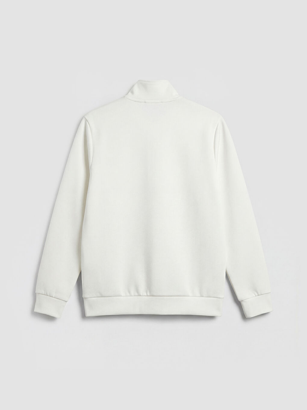 Beyaz  Dik Yaka Erkek Sweatshirt-5