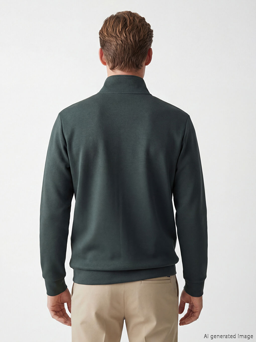 Gri  Dik Yaka Erkek Sweatshirt-3