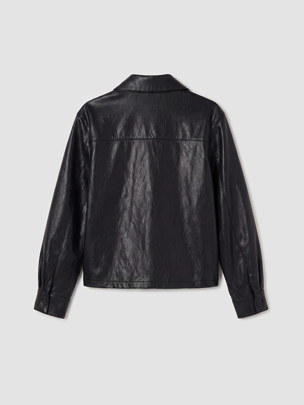 Collared Neck Women's Faux Leather Jacket-4