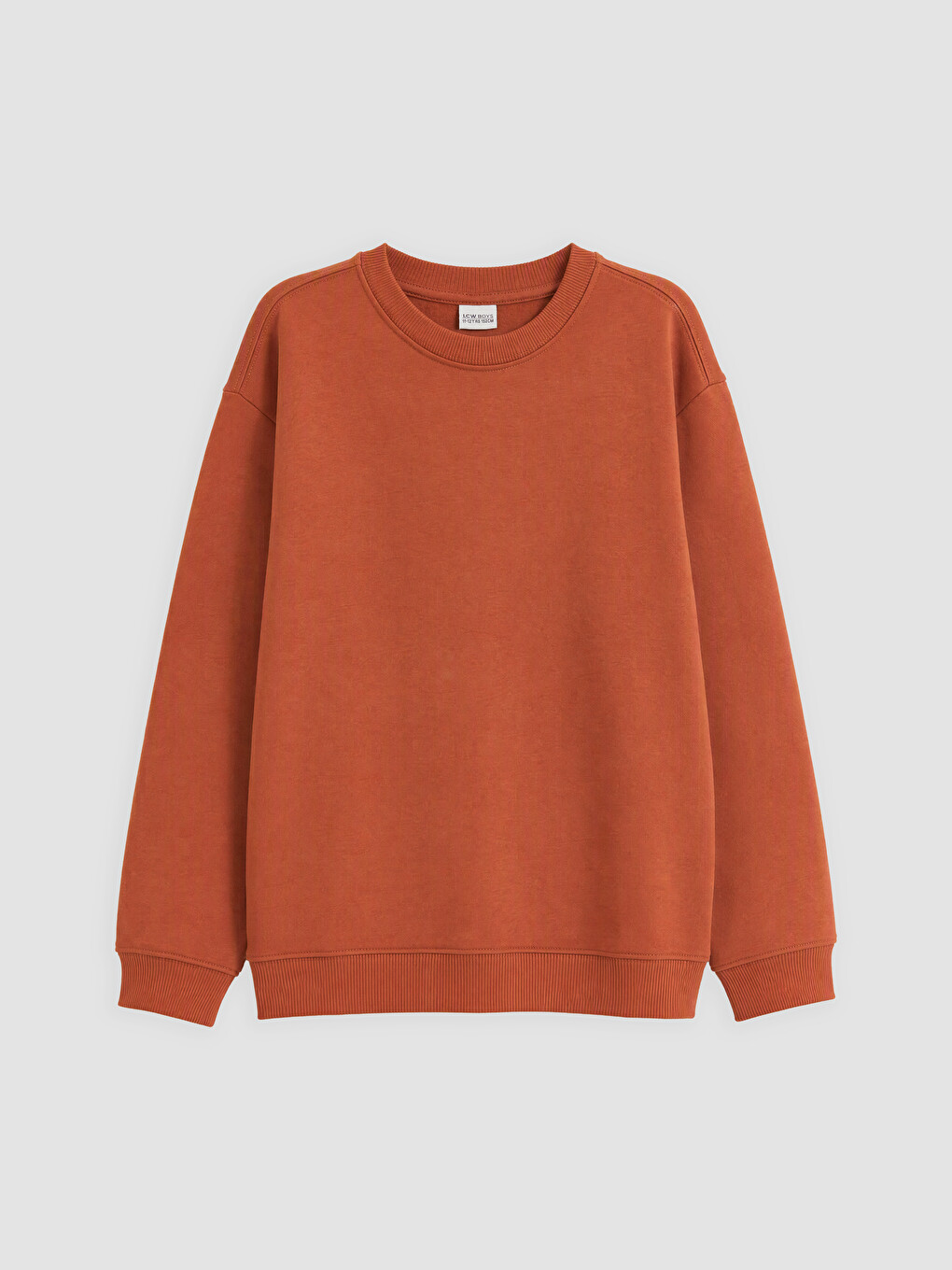 Kahverengi Bisiklet Yaka Erkek Çocuk Kalın Sweatshirt