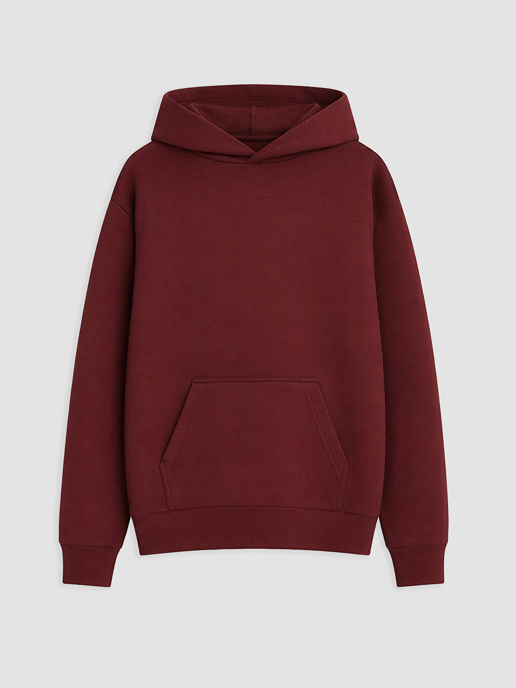 Bordo Kapüşonlu Erkek Çocuk Kalın Sweatshirt