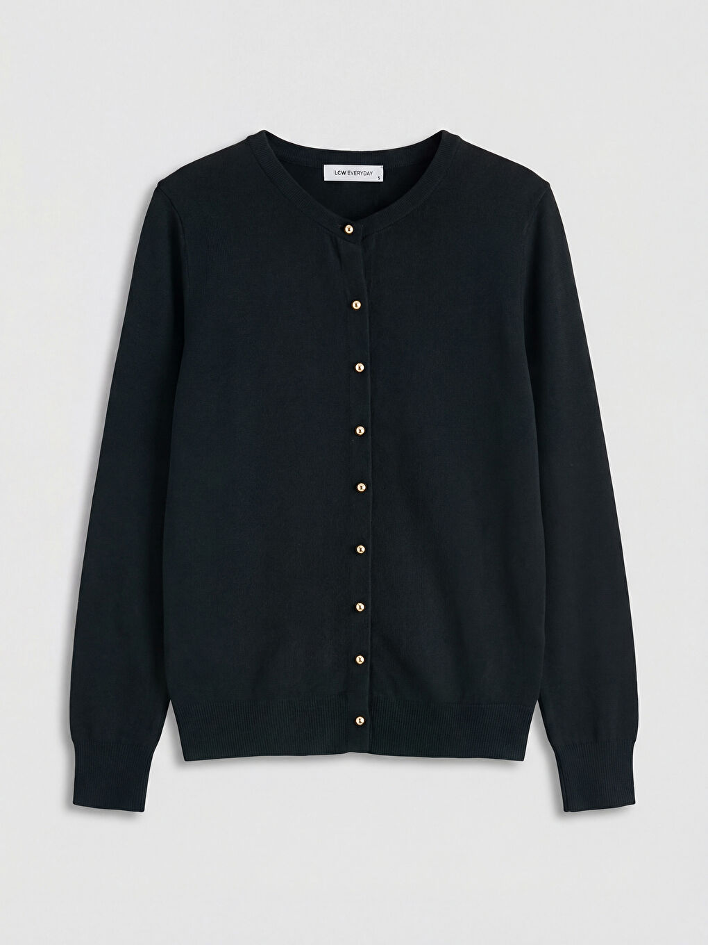 Siyah Bisiklet Yaka Kadın Triko Hırka-4