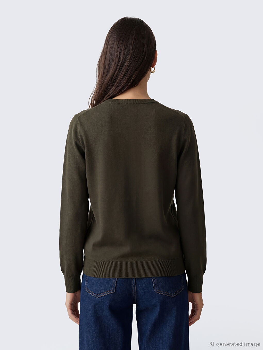 Kahverengi Bisiklet Yaka Kadın Triko Hırka-3